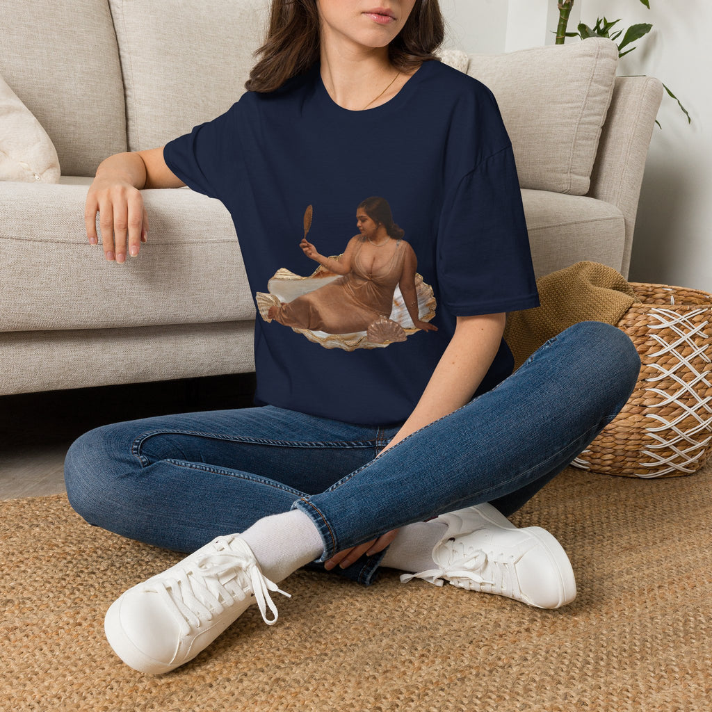 T-Shirt — Vintage Reclining Woman with Hand Mirror Art Tee