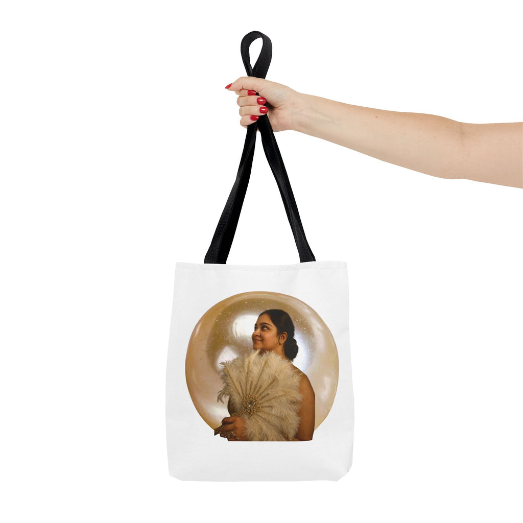 Vintage Portrait Tote Bag — Woman with Feather Fan Artwork
