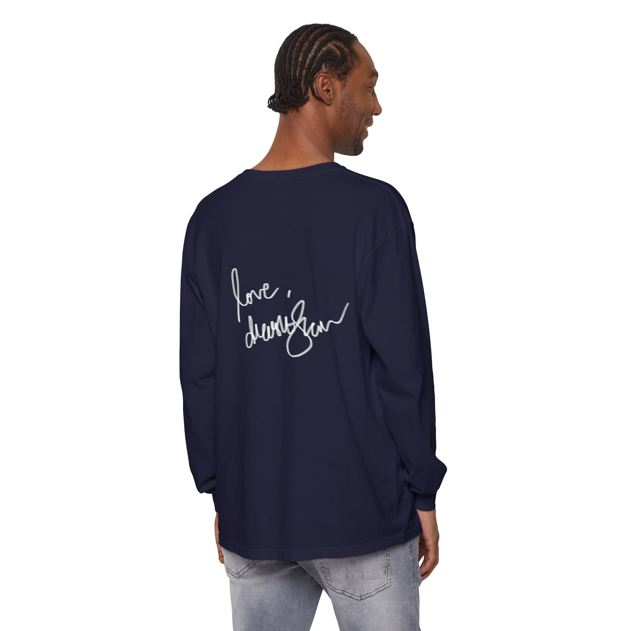 Long Sleeve T-Shirt — “Love, Dua Lipa” Shell Goddess Graphic