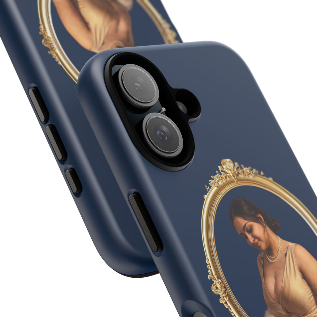 Vintage Portrait Phone Case — Elegant Gold Frame on Navy
