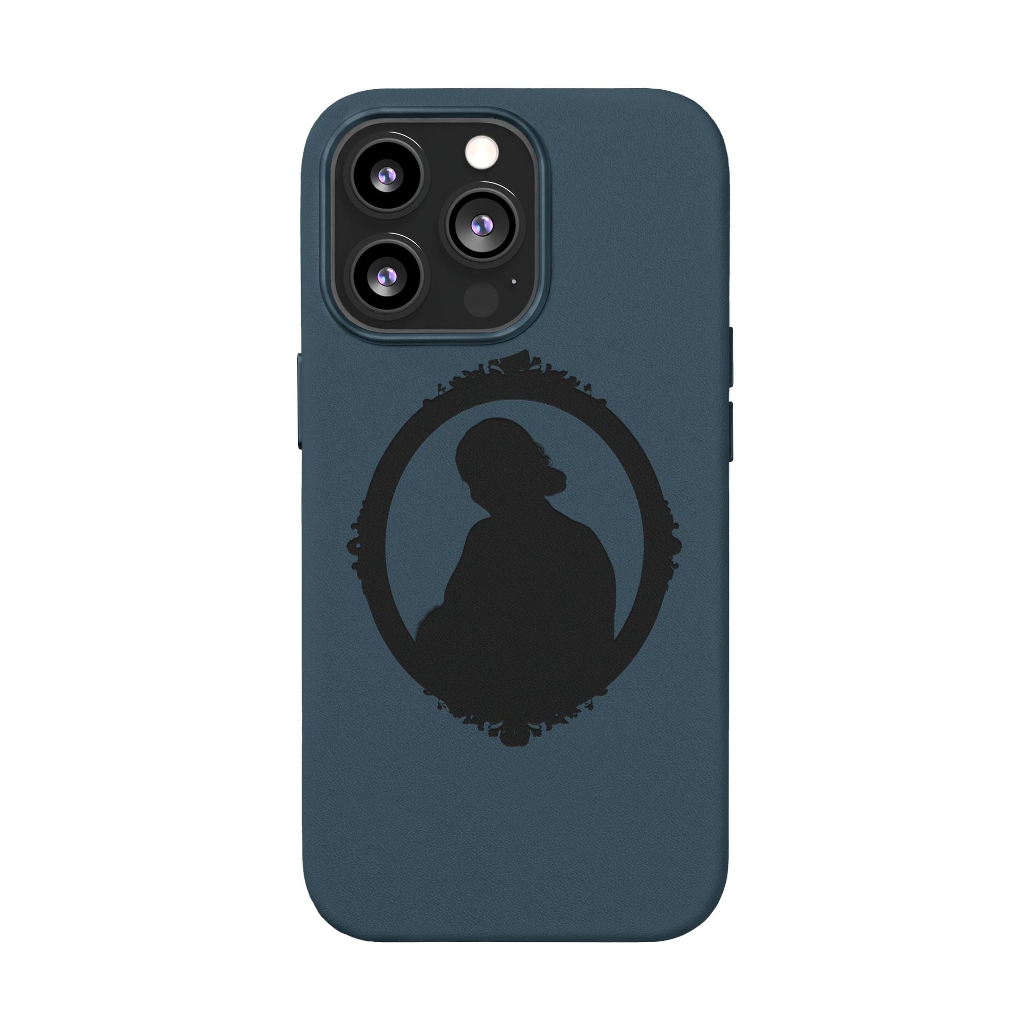 Engraved PU Leather Phone Case — Silhouette Outline Design