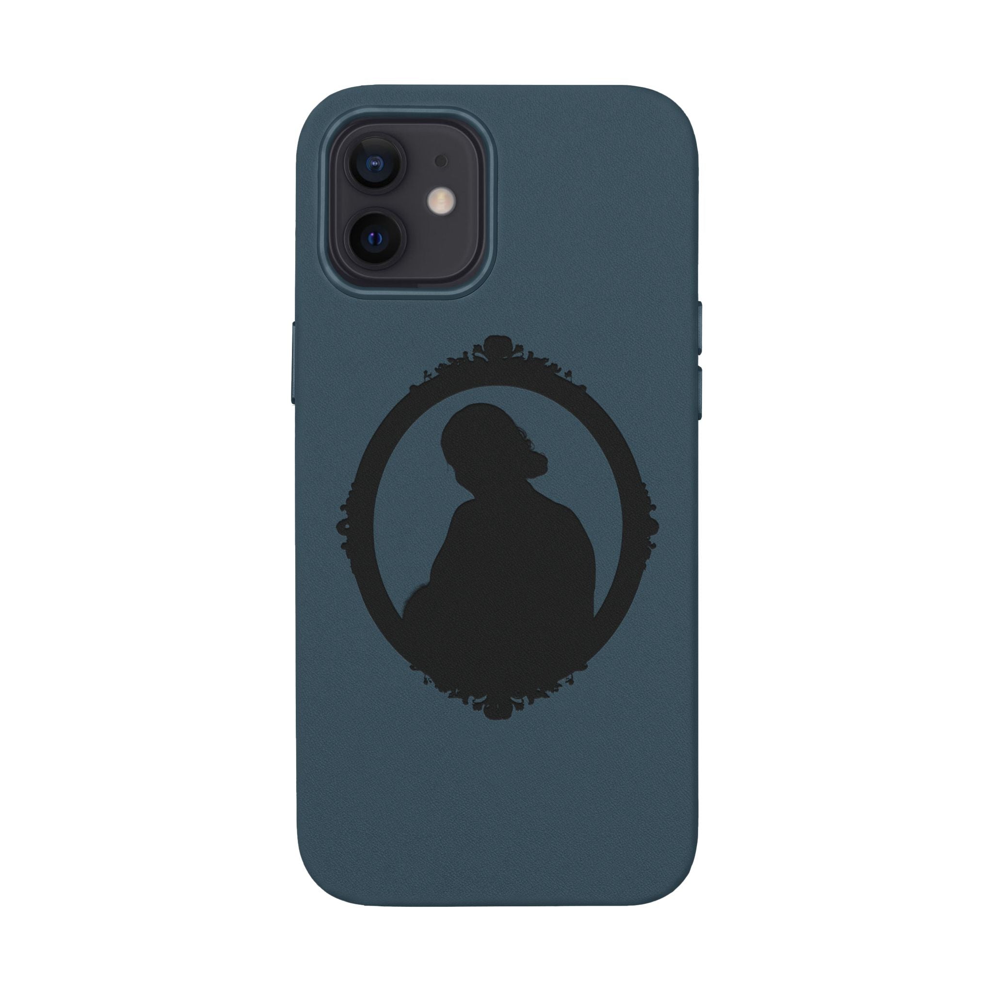 Engraved PU Leather Phone Case — Silhouette Outline Design