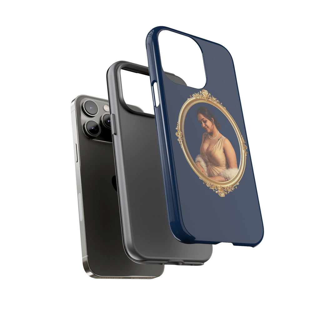 Vintage Portrait Phone Case — Elegant Gold Frame on Navy