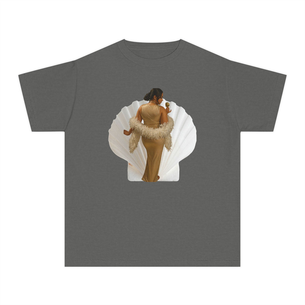 Drashti Youth Tee — Elegant Portrait Shell Graphic