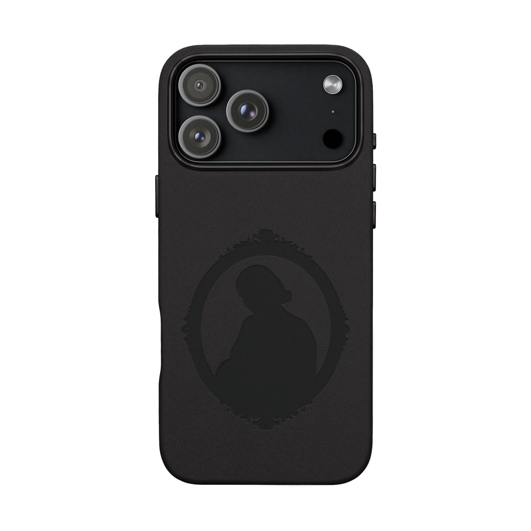 Engraved PU Leather Phone Case — Silhouette Outline Design