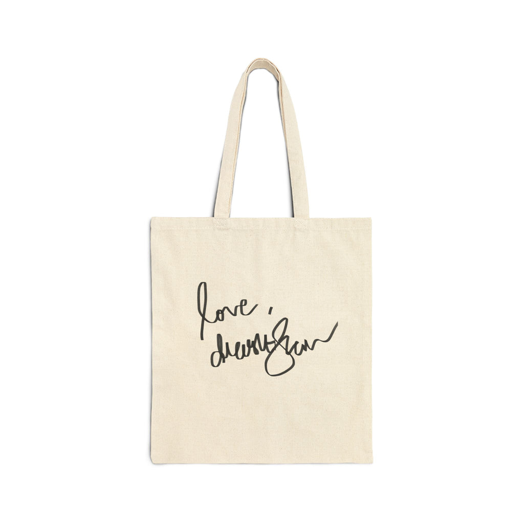 Photo Portrait Canvas Tote — "Love, [Signature]" Stylish Everyday Shoulder Bag