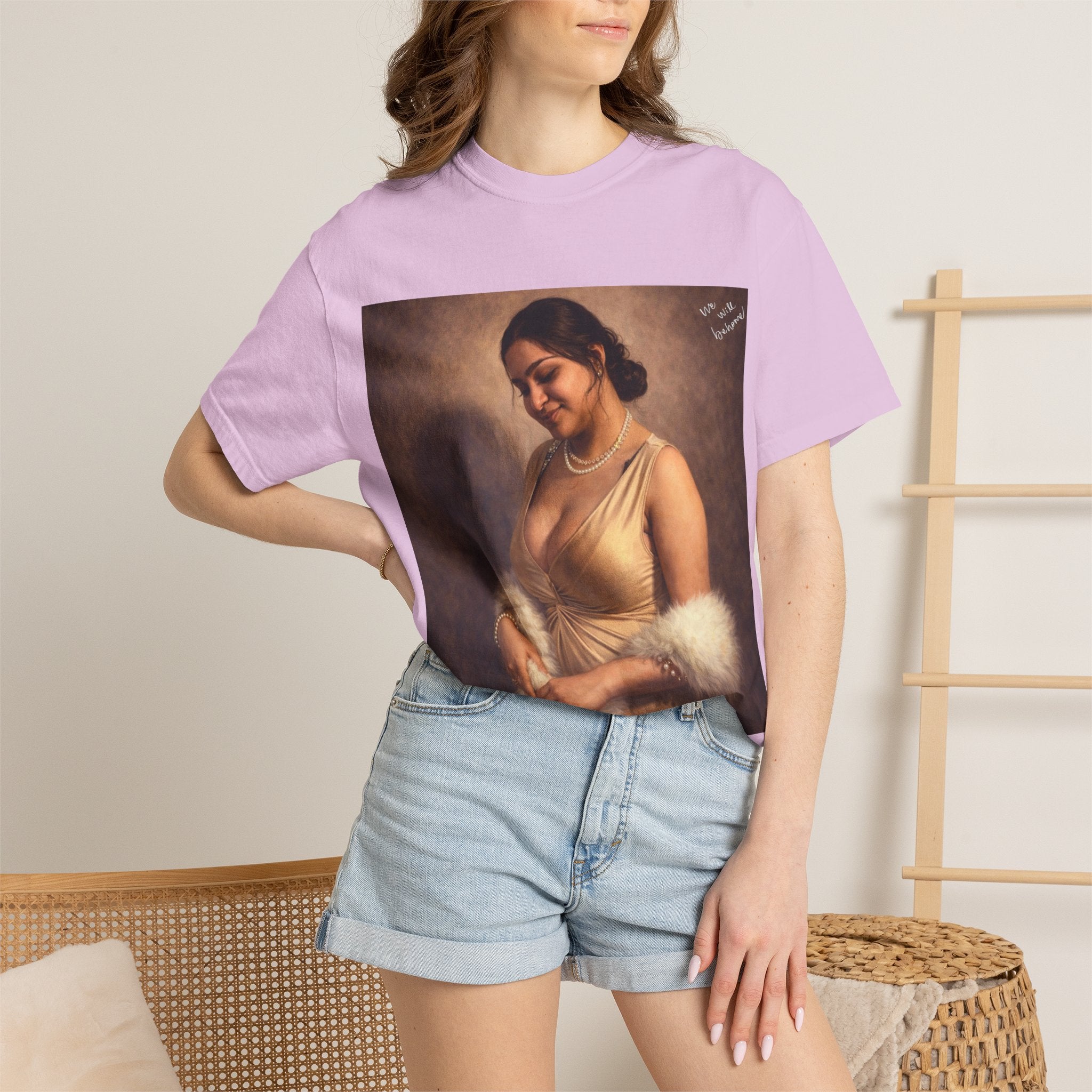 Portrait Graphic T-Shirt — Vintage Framed Lady Art Print
