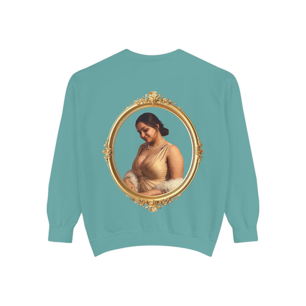Portrait Sweatshirt — Vintage Frame Elegant Lady Graphic Pullover