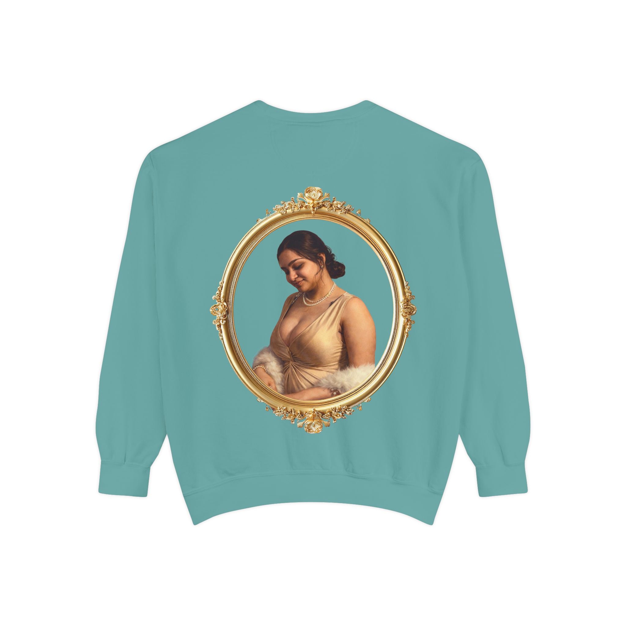 Portrait Sweatshirt — Vintage Frame Elegant Lady Graphic Pullover