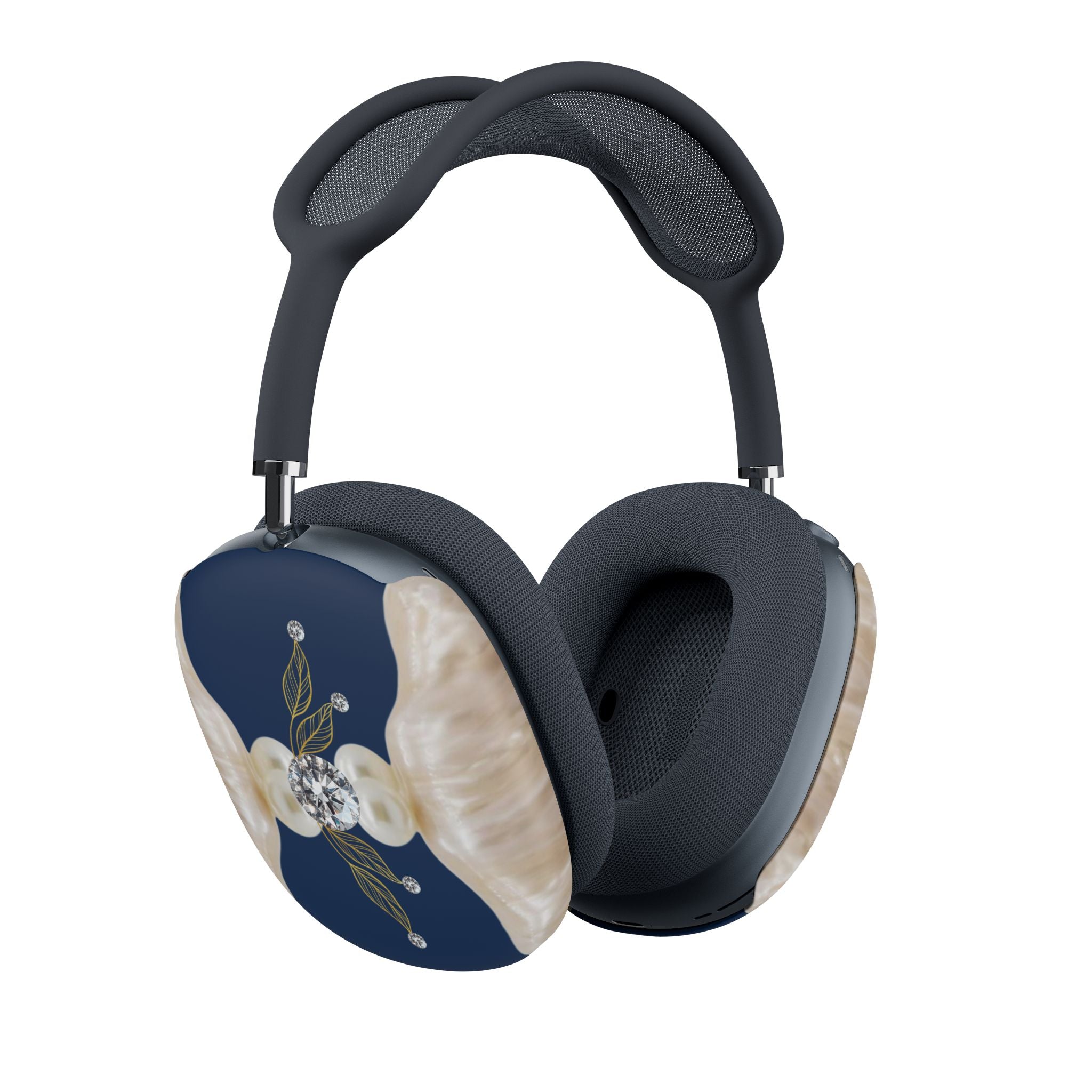 Pearl & Navy Floral AirPods Max Case — Elegant Protective Headphone Covers
