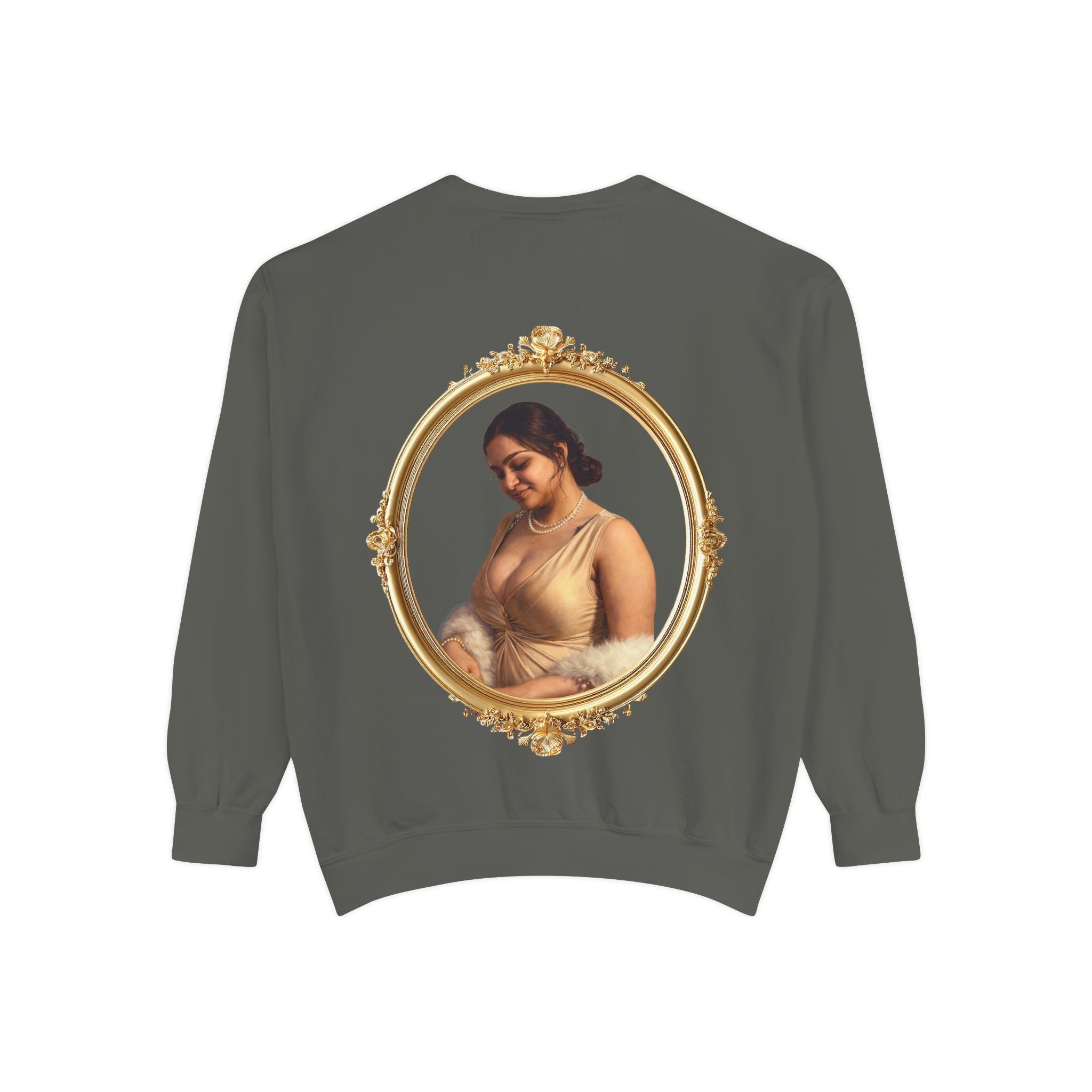Portrait Sweatshirt — Vintage Frame Elegant Lady Graphic Pullover