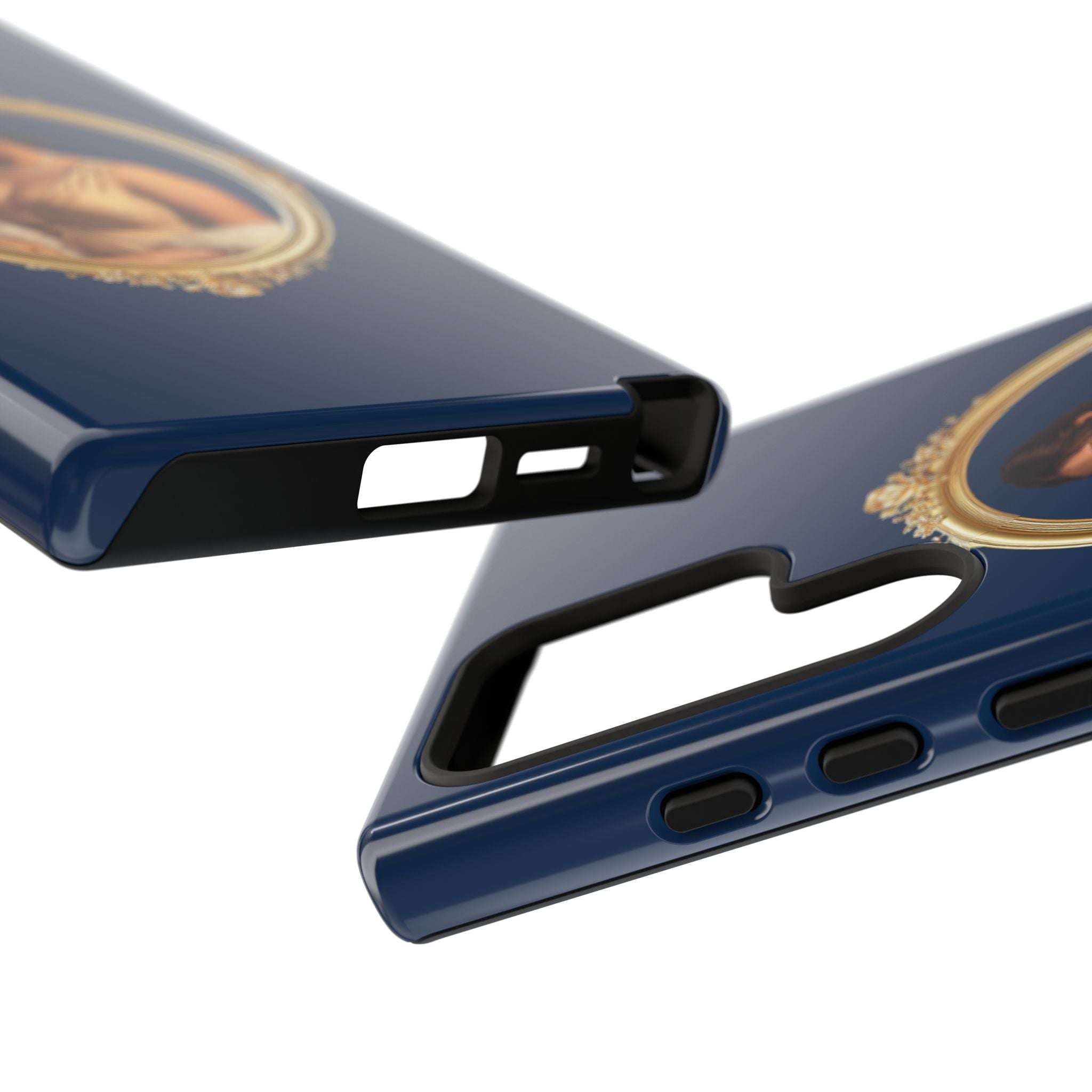 Vintage Portrait Phone Case — Elegant Gold Frame on Navy