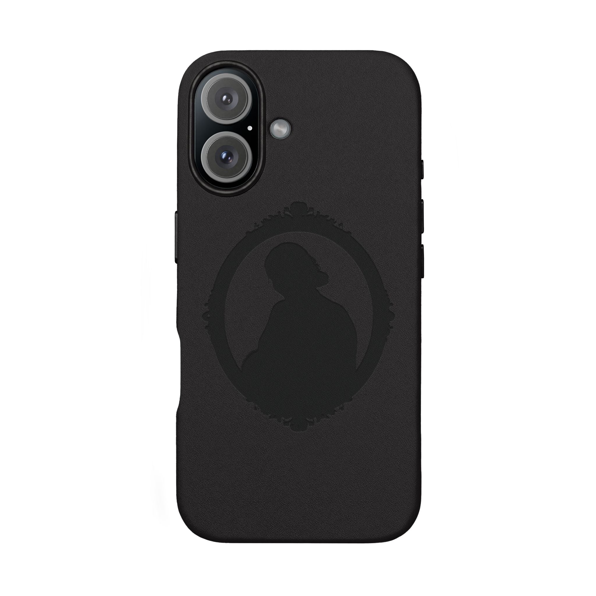 Engraved PU Leather Phone Case — Silhouette Outline Design