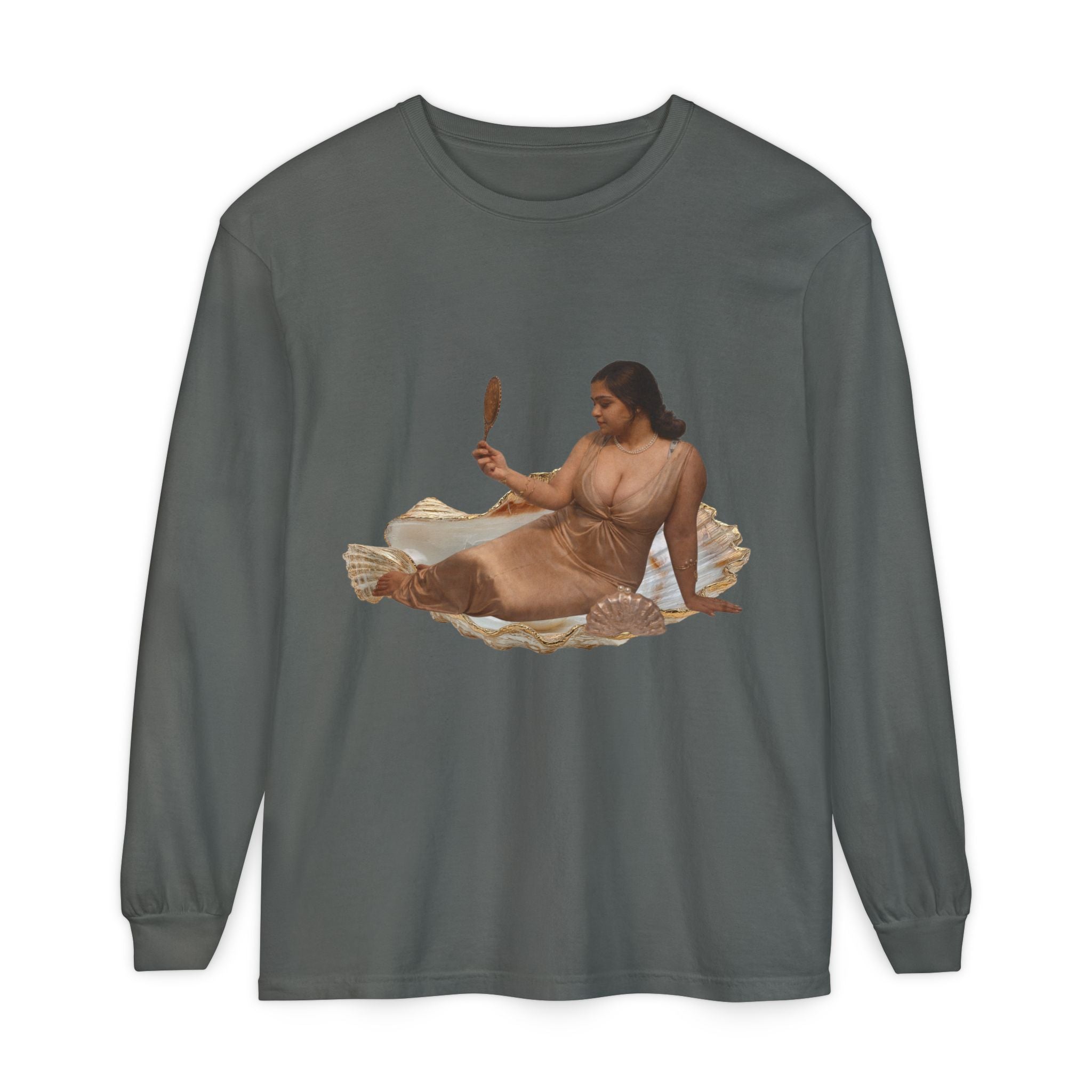 Long Sleeve T-Shirt — “Love, Dua Lipa” Shell Goddess Graphic