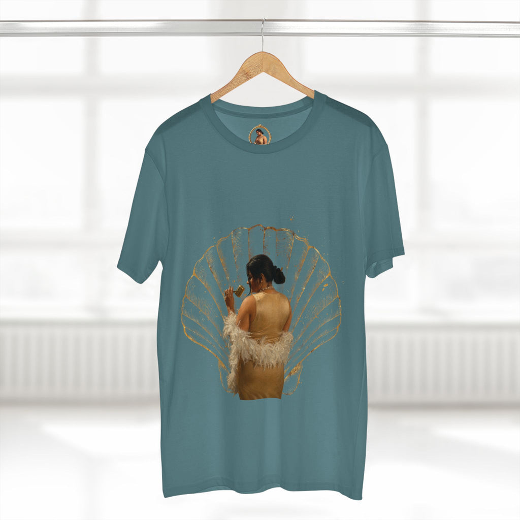 Vintage Vanity Tee — Antique Mirror & Shell Art Graphic T-Shirt