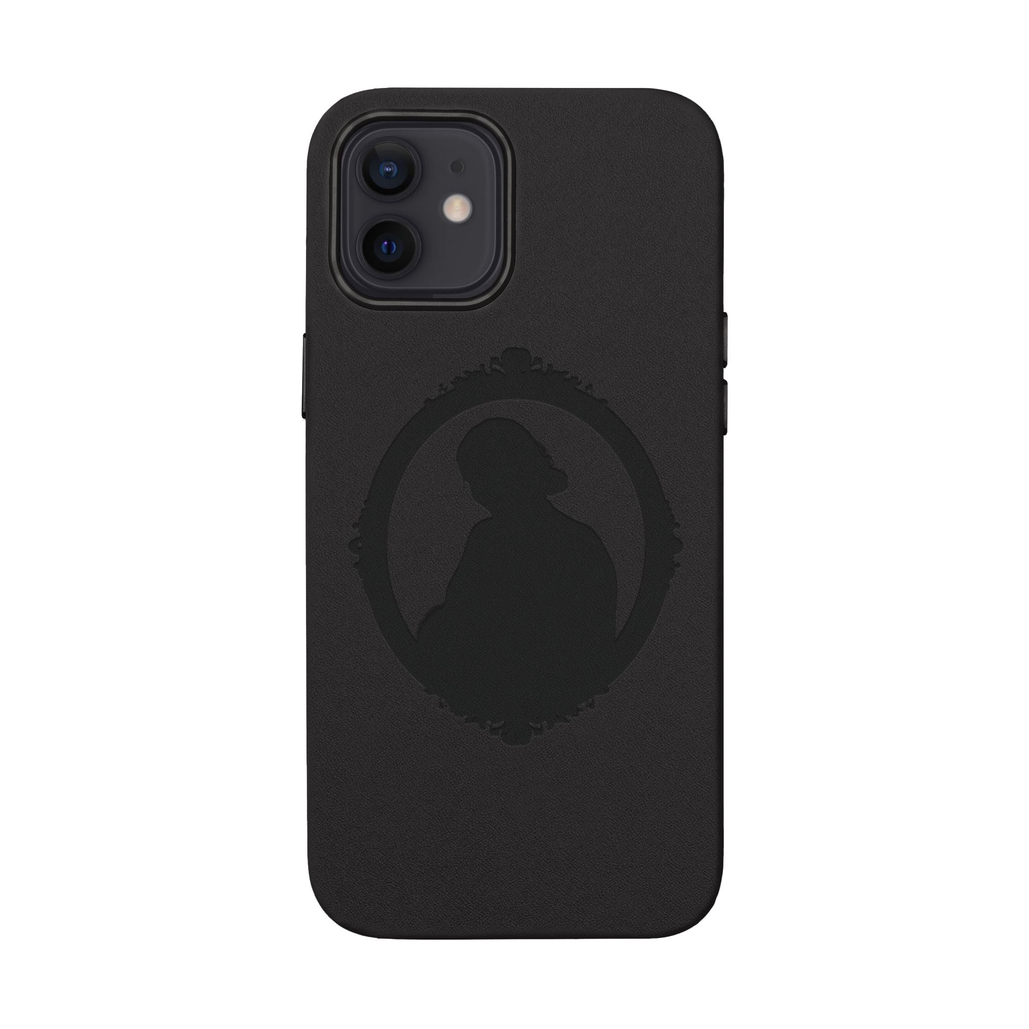 Engraved PU Leather Phone Case — Silhouette Outline Design
