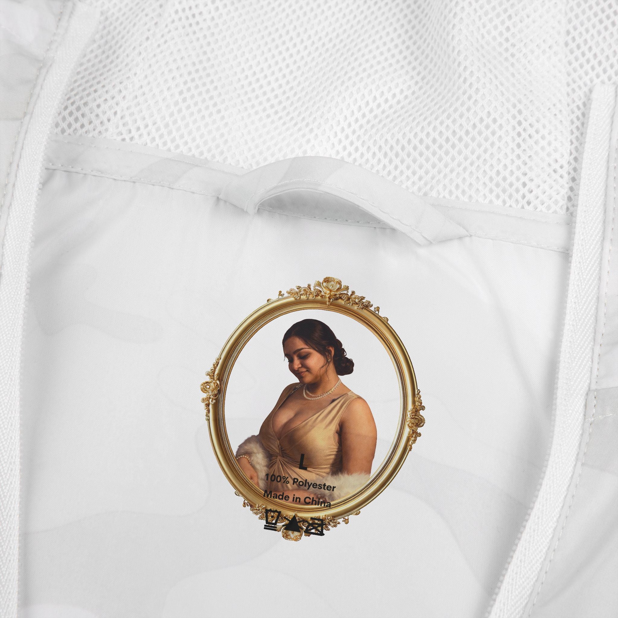 Portrait Frame Windbreaker Jacket — Vintage Painted Woman Print
