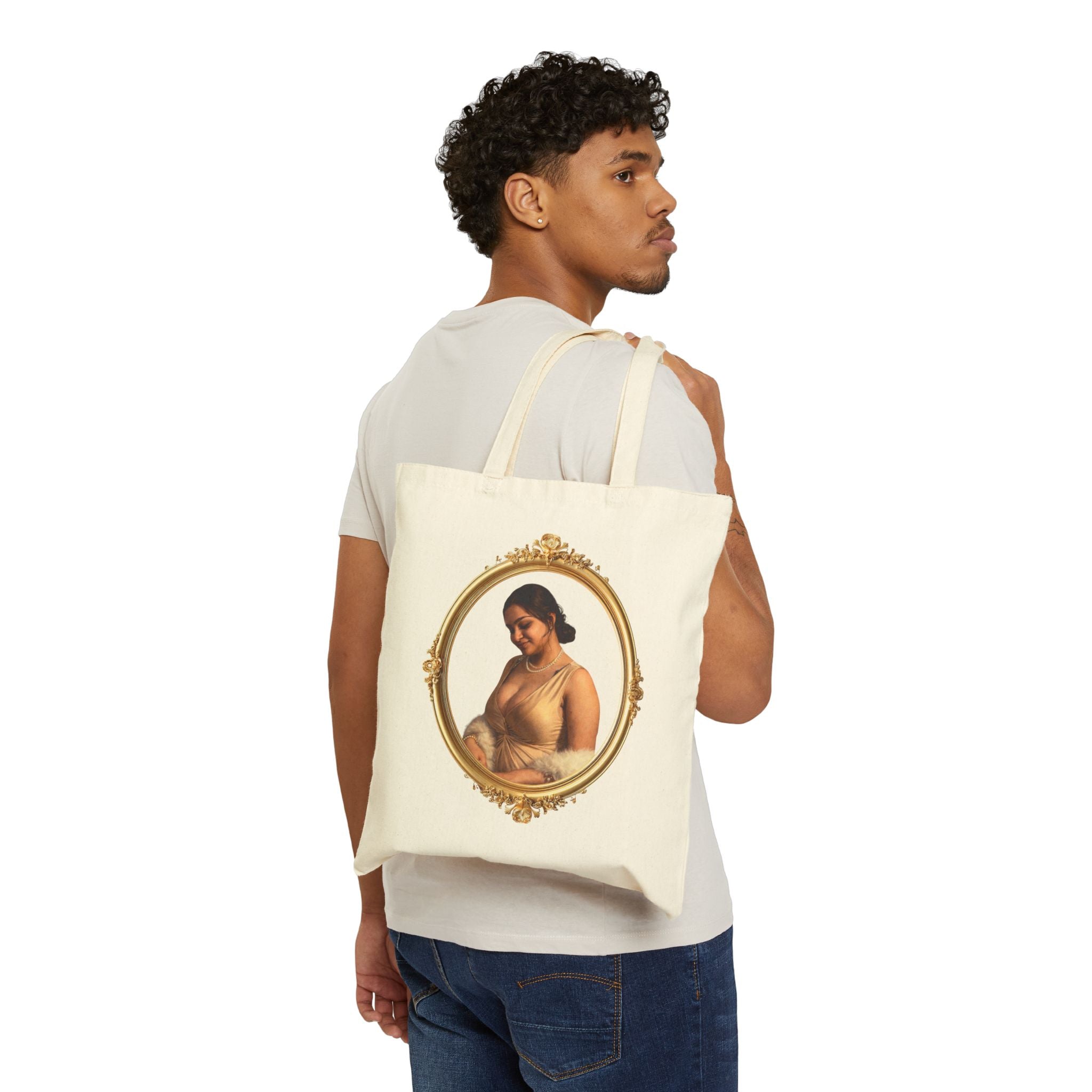 Tote Bag — Vintage Portrait “Love, [Signature]” Cotton Canvas Tote