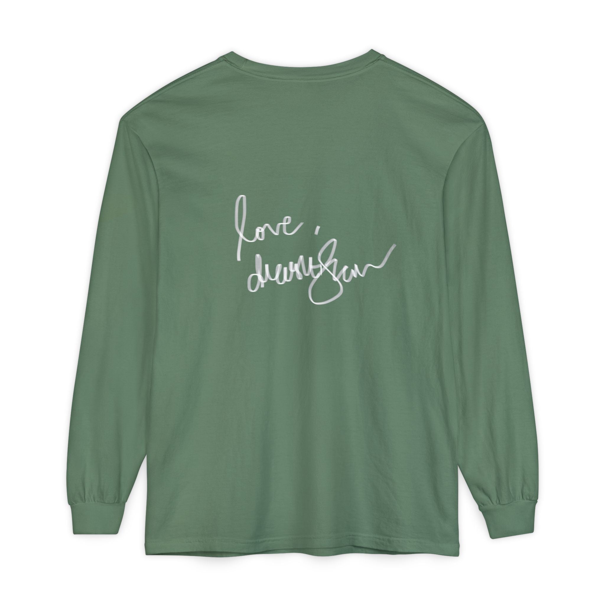 Long Sleeve T-Shirt — “Love, Dua Lipa” Shell Goddess Graphic