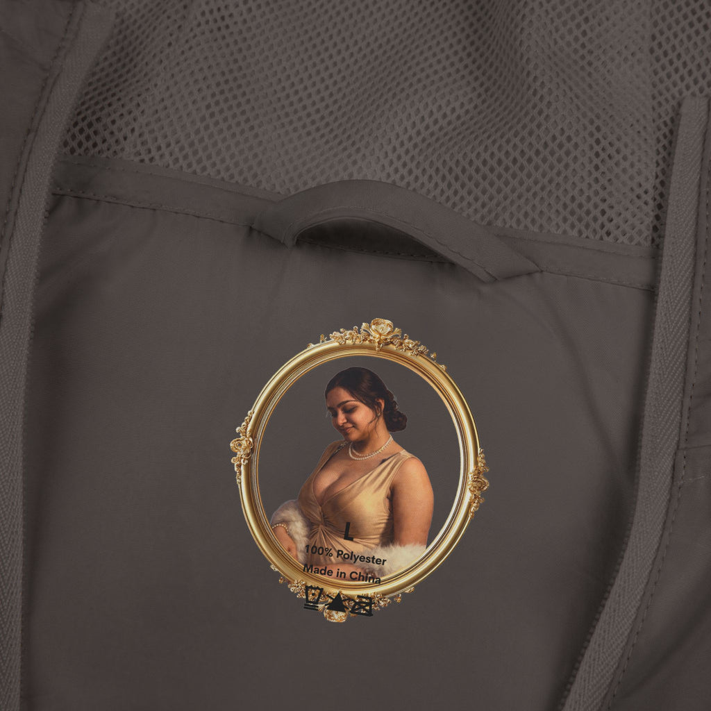 Portrait Frame Windbreaker Jacket — Vintage Painted Woman Print