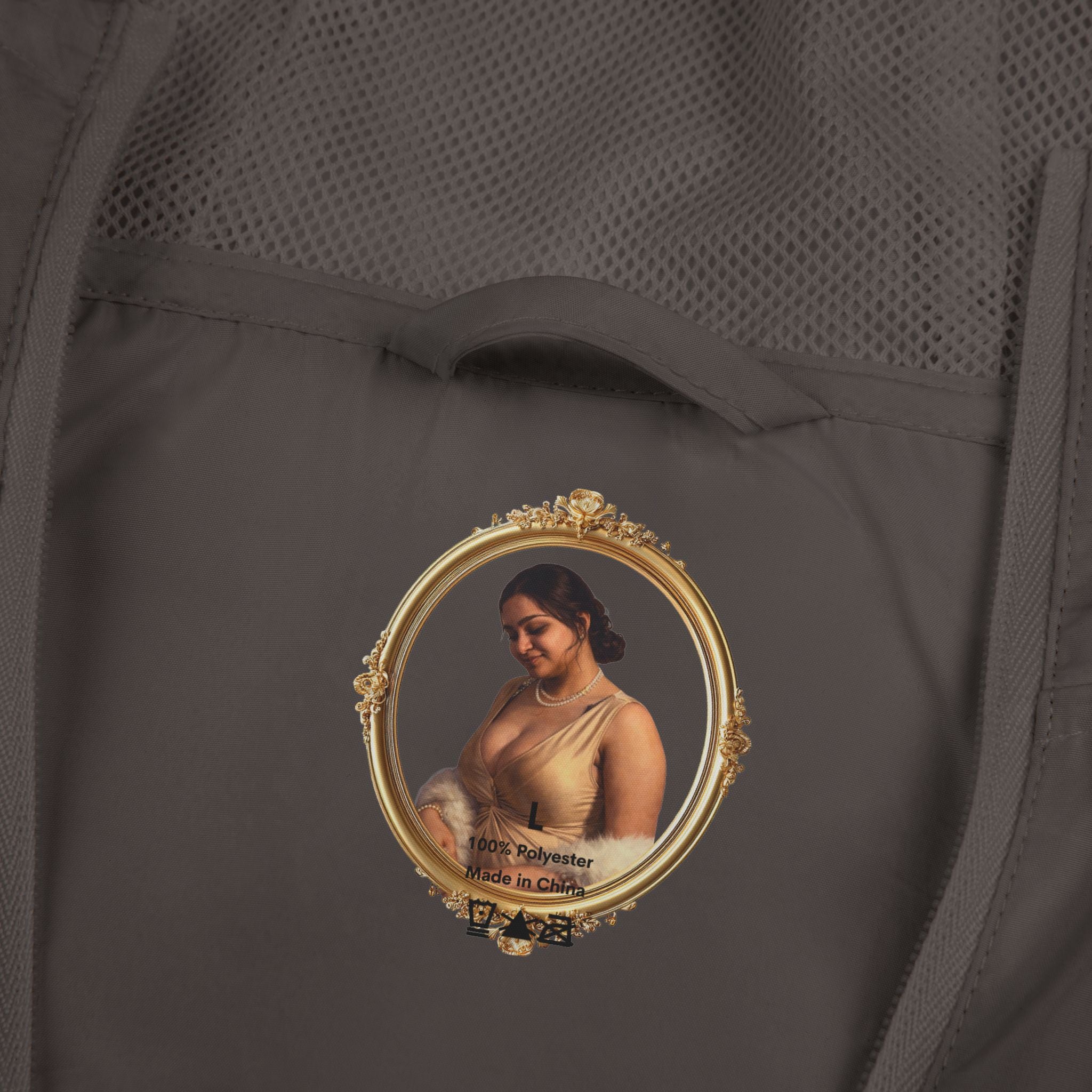 Portrait Frame Windbreaker Jacket — Vintage Painted Woman Print