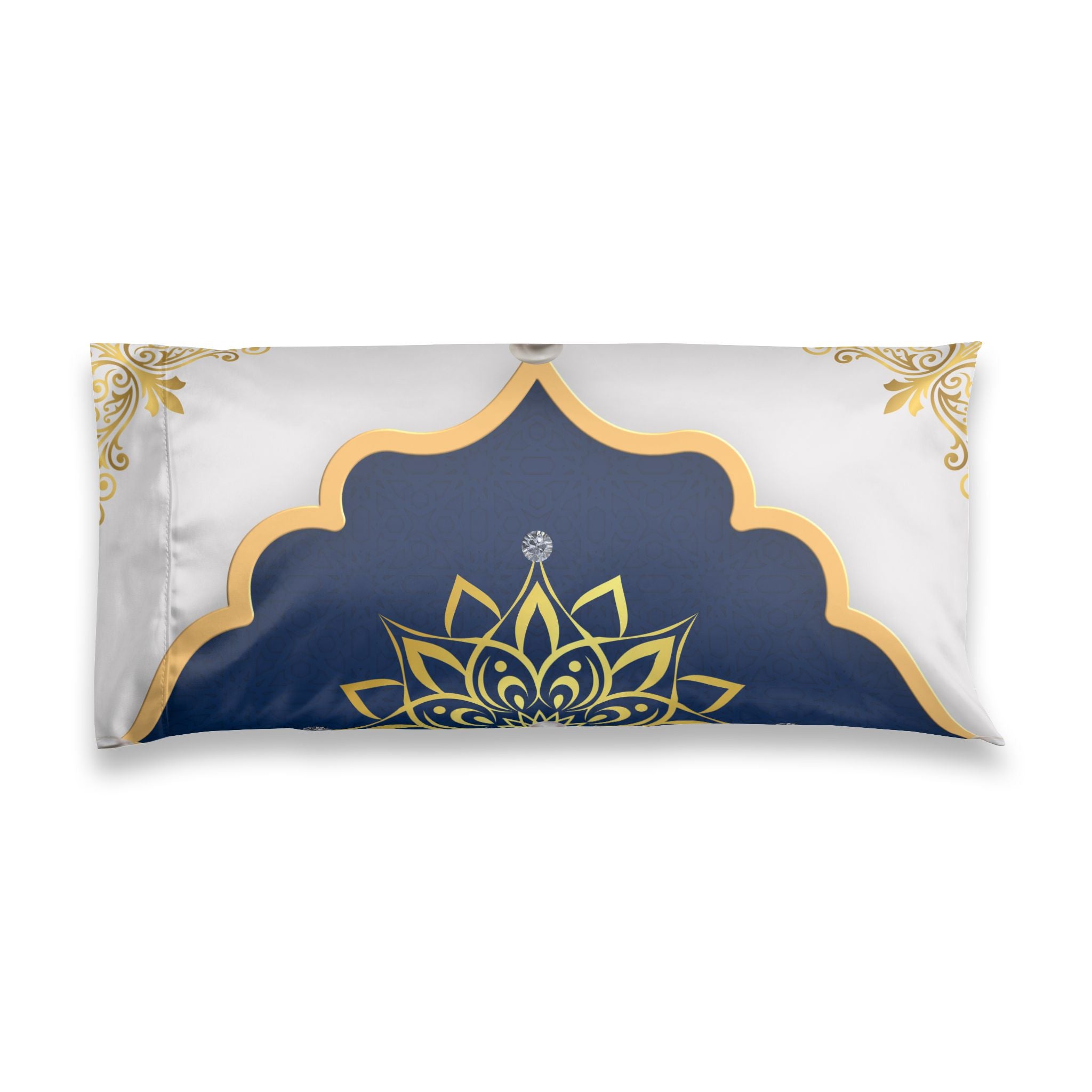 Satin Pillowcase - Navy & Gold Mandala Body Pillowcase (Luxurious Satin, Spa & Gift)