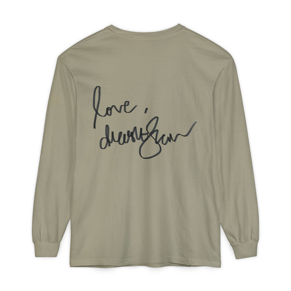 Shell Portrait Long Sleeve Tee — “We Will Be Home” Back Script