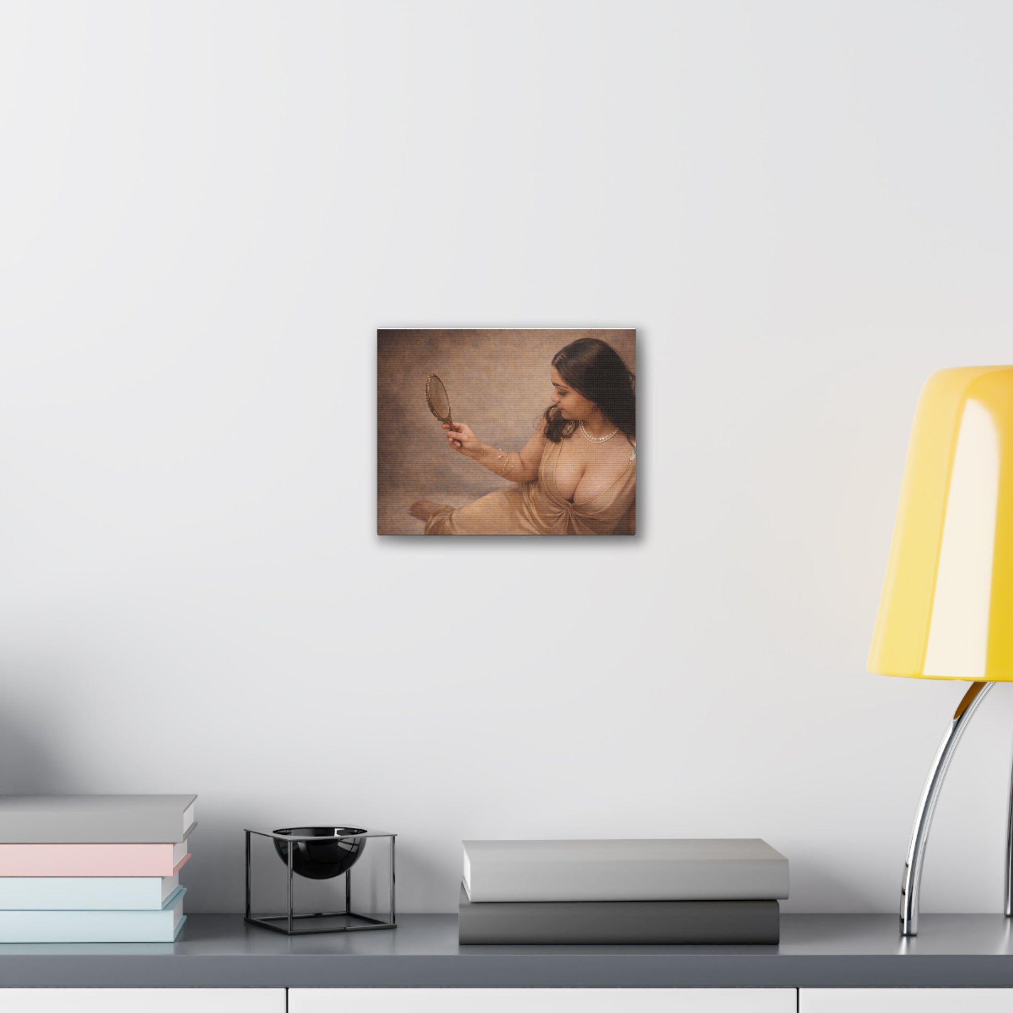 Vintage Portrait Canvas Wall Art — Woman with Hand Mirror