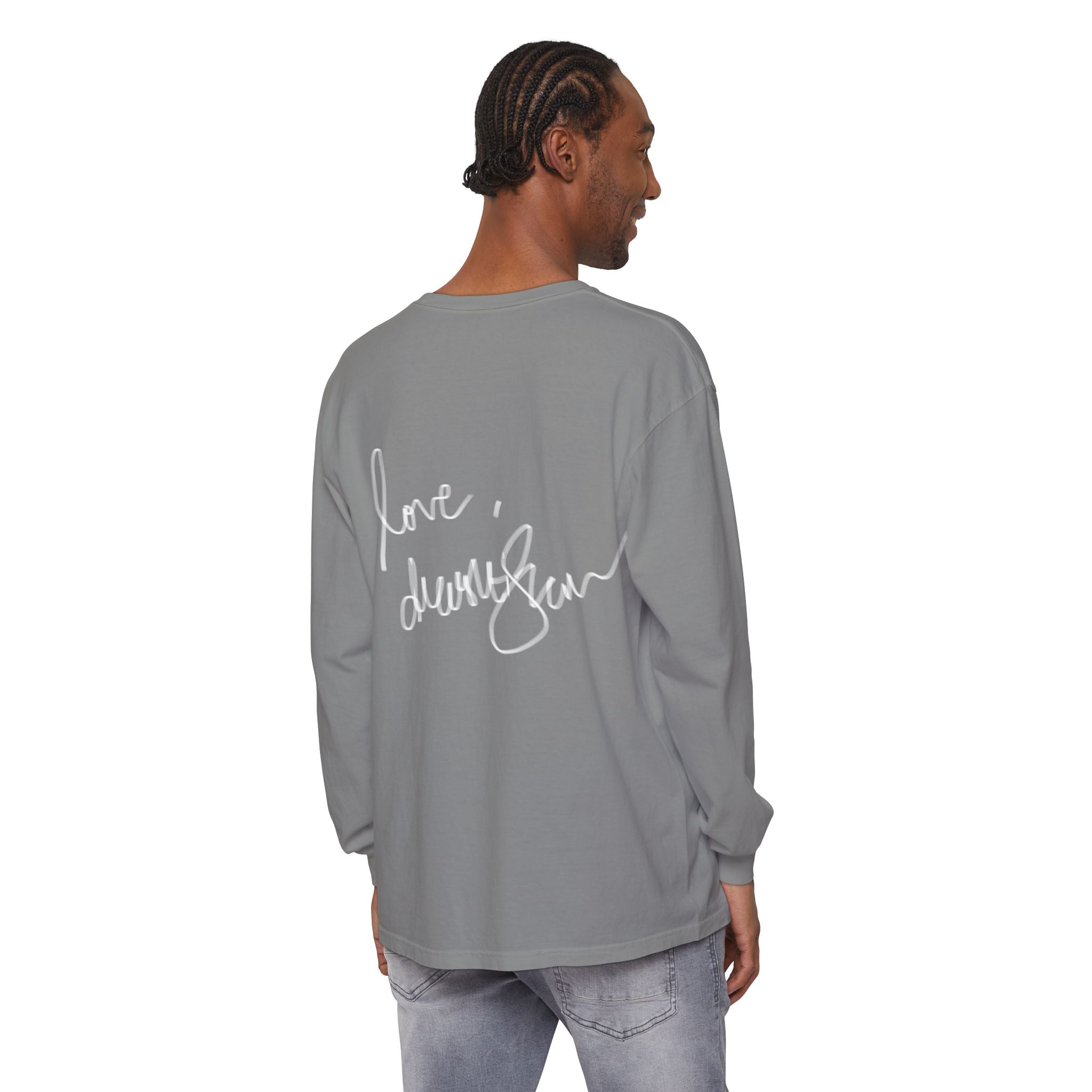 Shell Portrait Long Sleeve Tee — “We Will Be Home” Back Script
