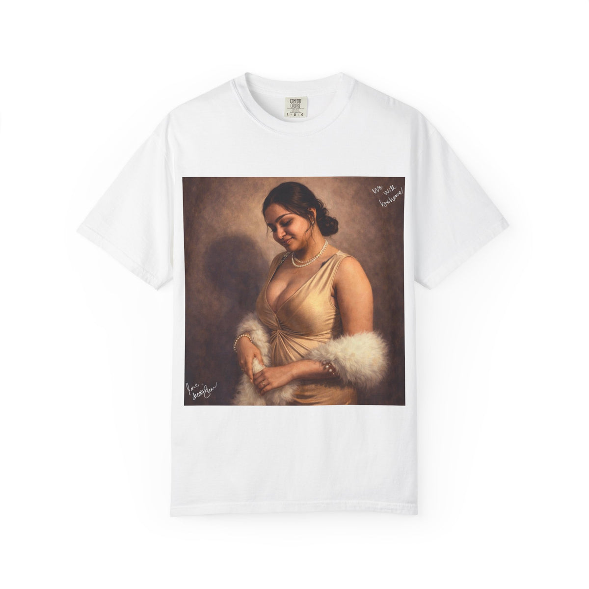 Drashti Portrait Graphic T-Shirt — Vintage Framed Lady Art Print