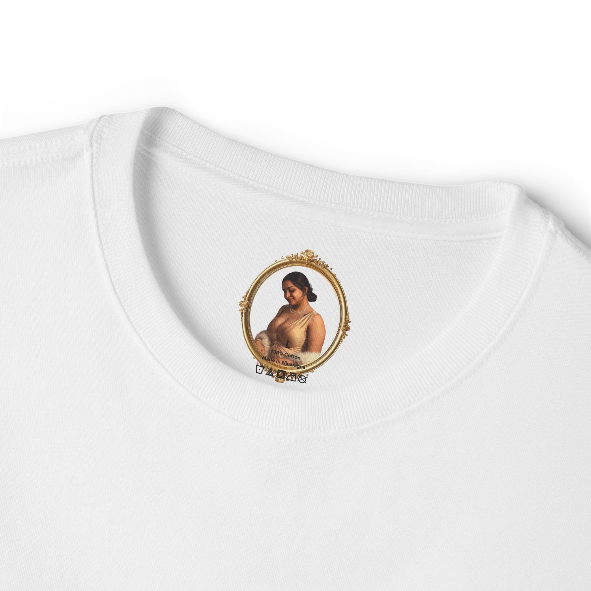 Vintage Portrait Tee — Woman with Fan Graphic Boxy T-Shirt