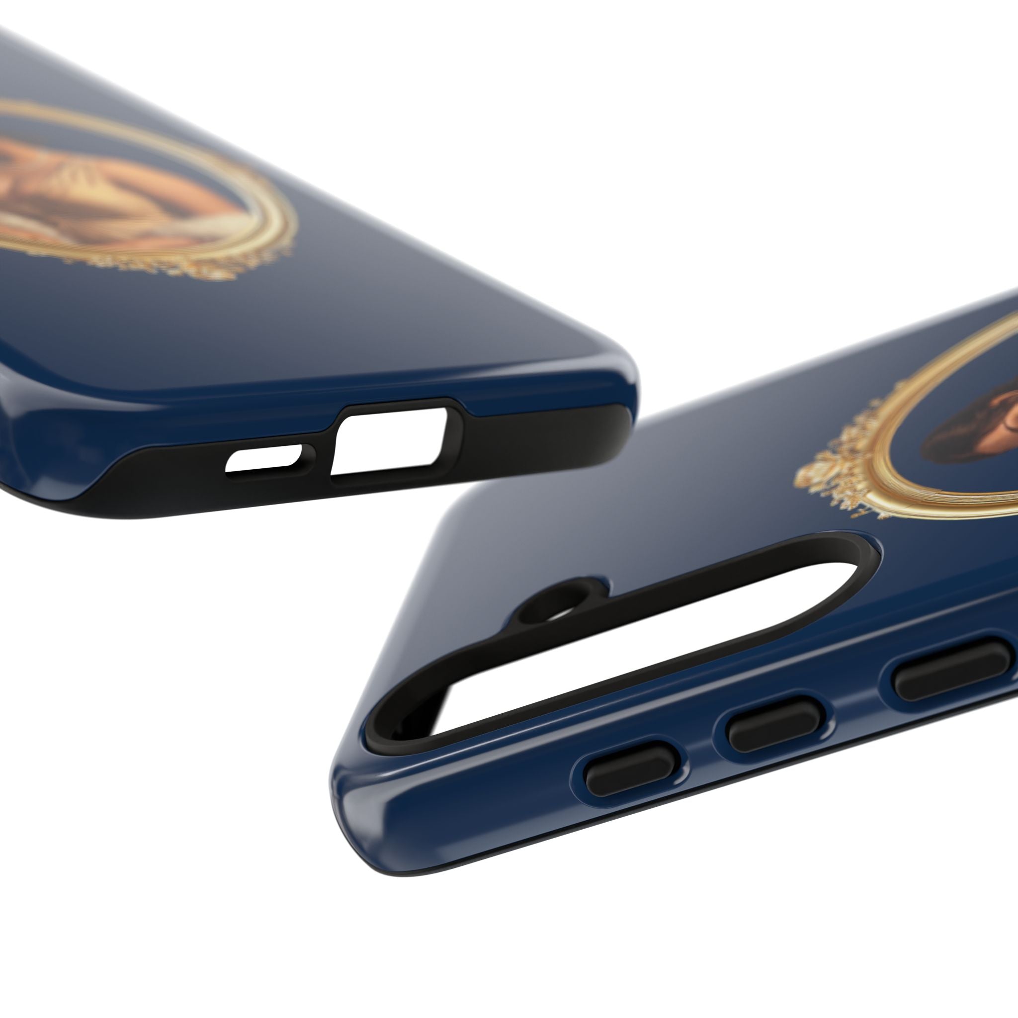 Vintage Portrait Phone Case — Elegant Gold Frame on Navy
