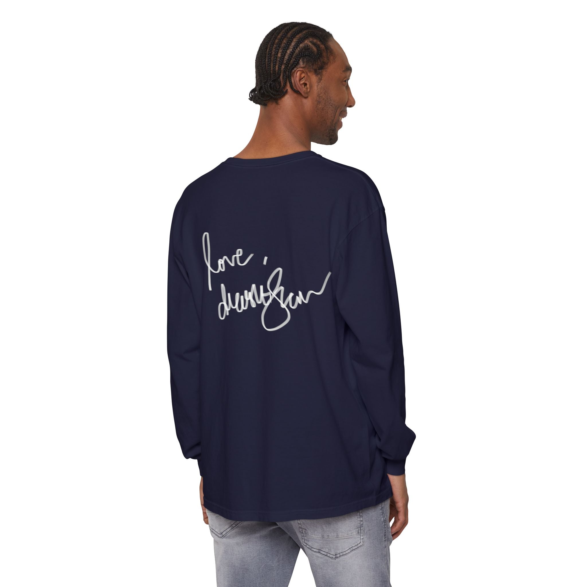 Shell Portrait Long Sleeve Tee — “We Will Be Home” Back Script