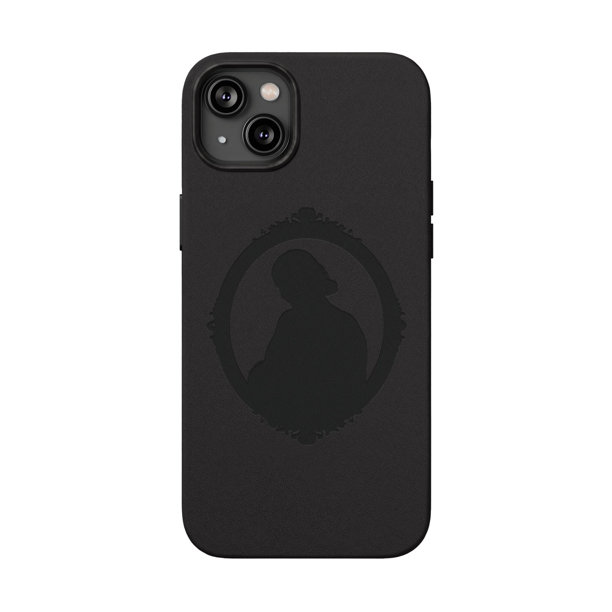 Engraved PU Leather Phone Case — Silhouette Outline Design