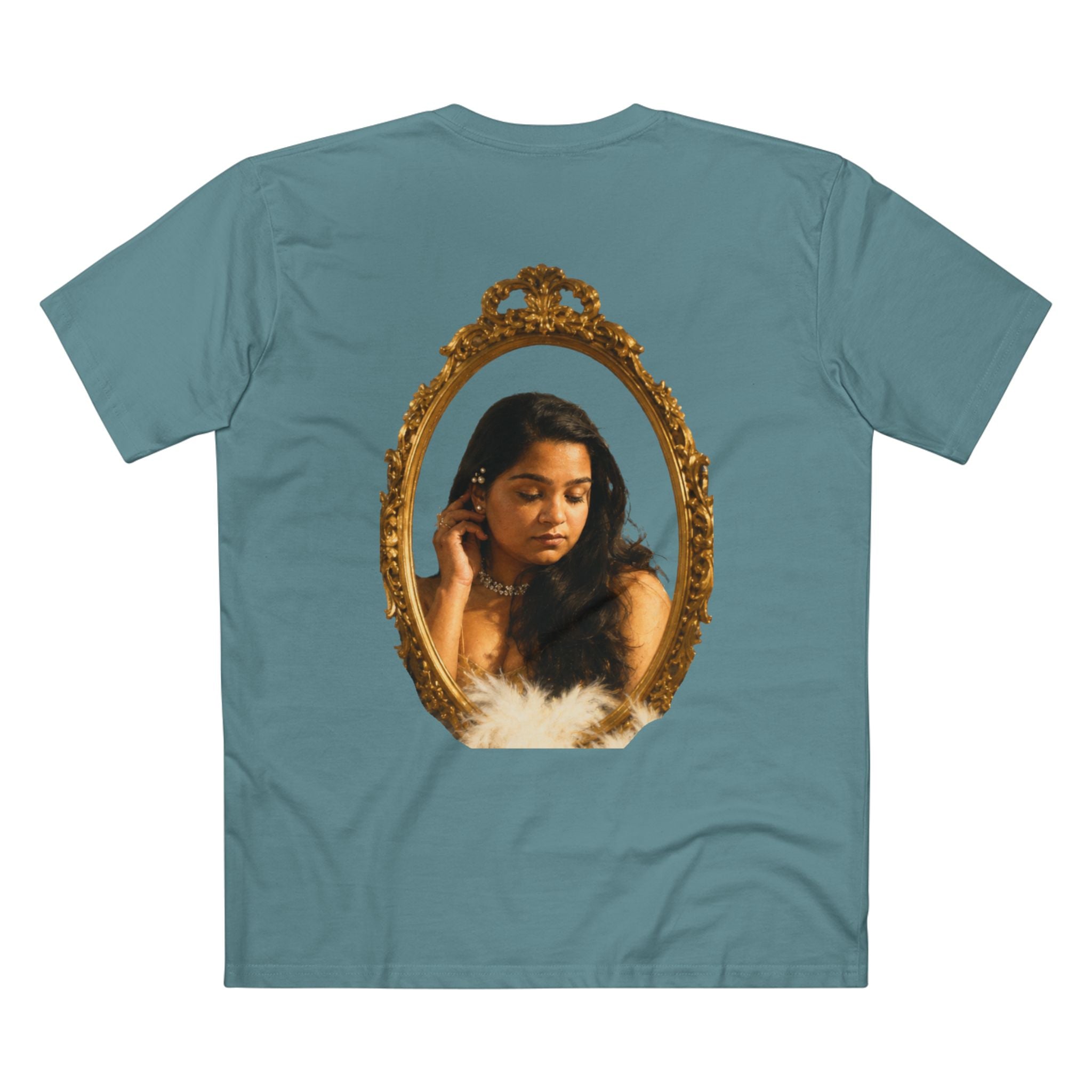 Vintage Vanity Tee — Antique Mirror & Shell Art Graphic T-Shirt