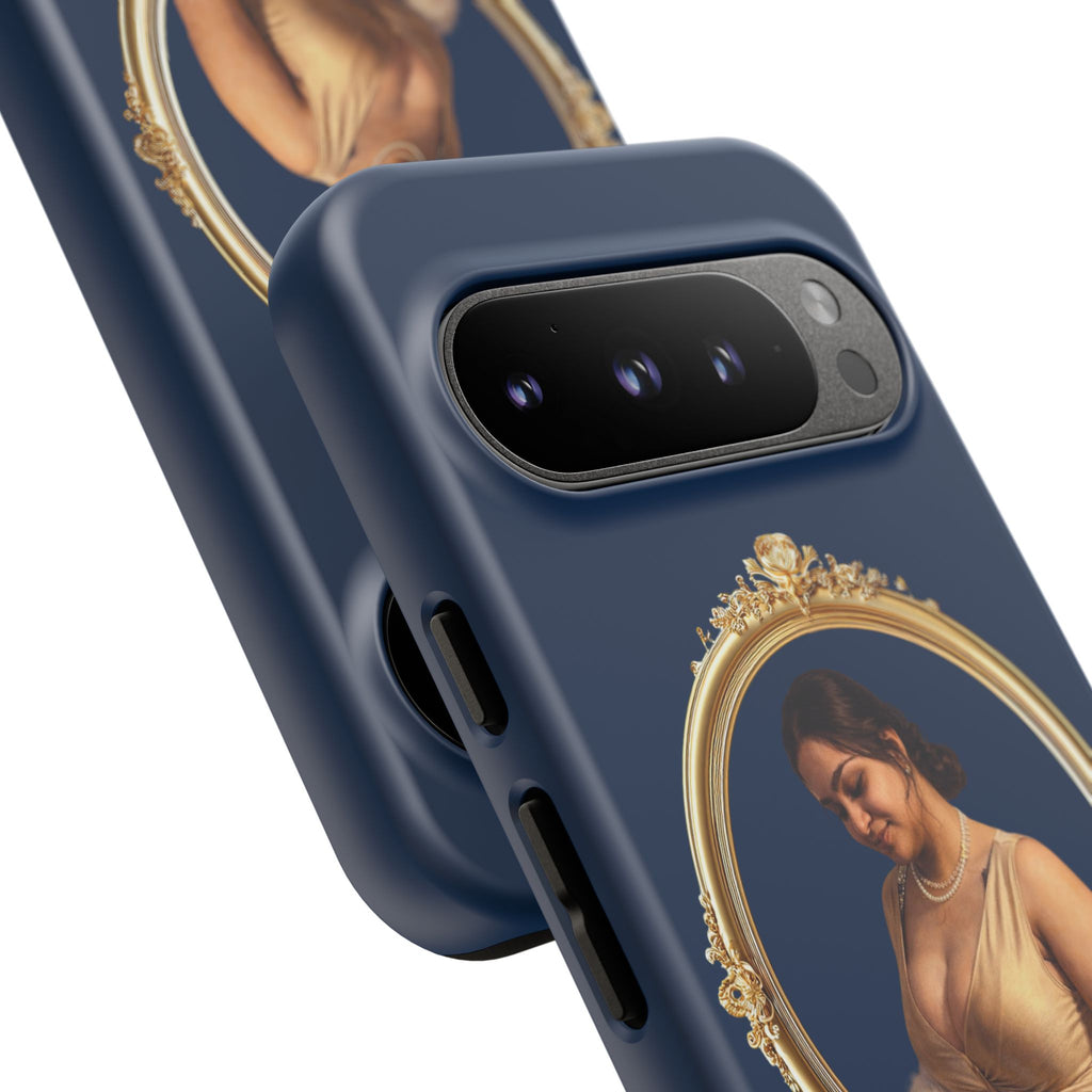 Vintage Portrait Phone Case — Elegant Gold Frame on Navy