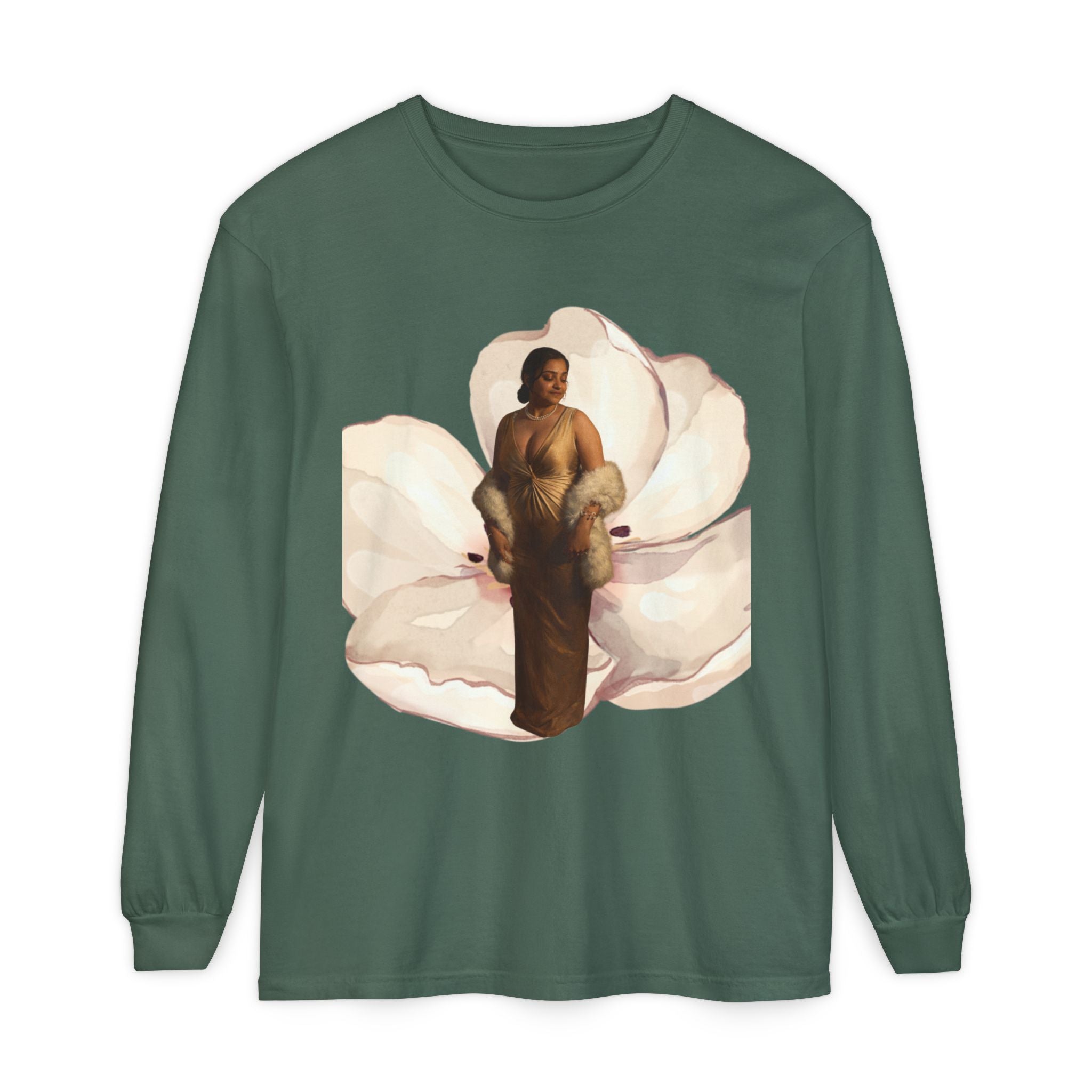 We Will Be Home Long Sleeve Tee — Floral Vintage Portrait Graphic