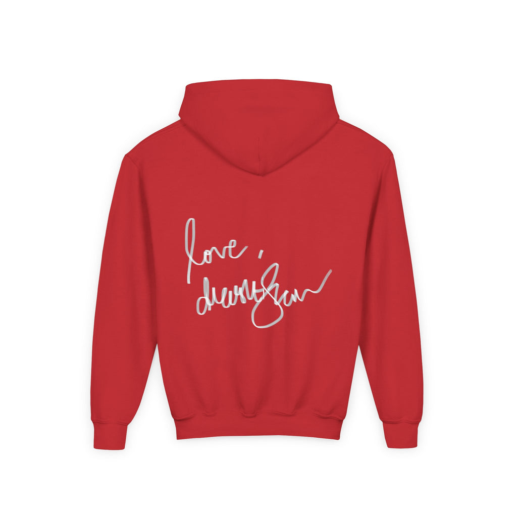 Youth Hoodie — Vintage Dancer Floral Graphic with “We Will Be Home” Back Script