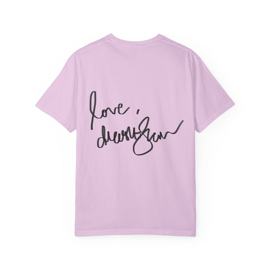 Venus Mirror T-Shirt — Nude Goddess Art Tee with 'Love, [Signature]' Back Print