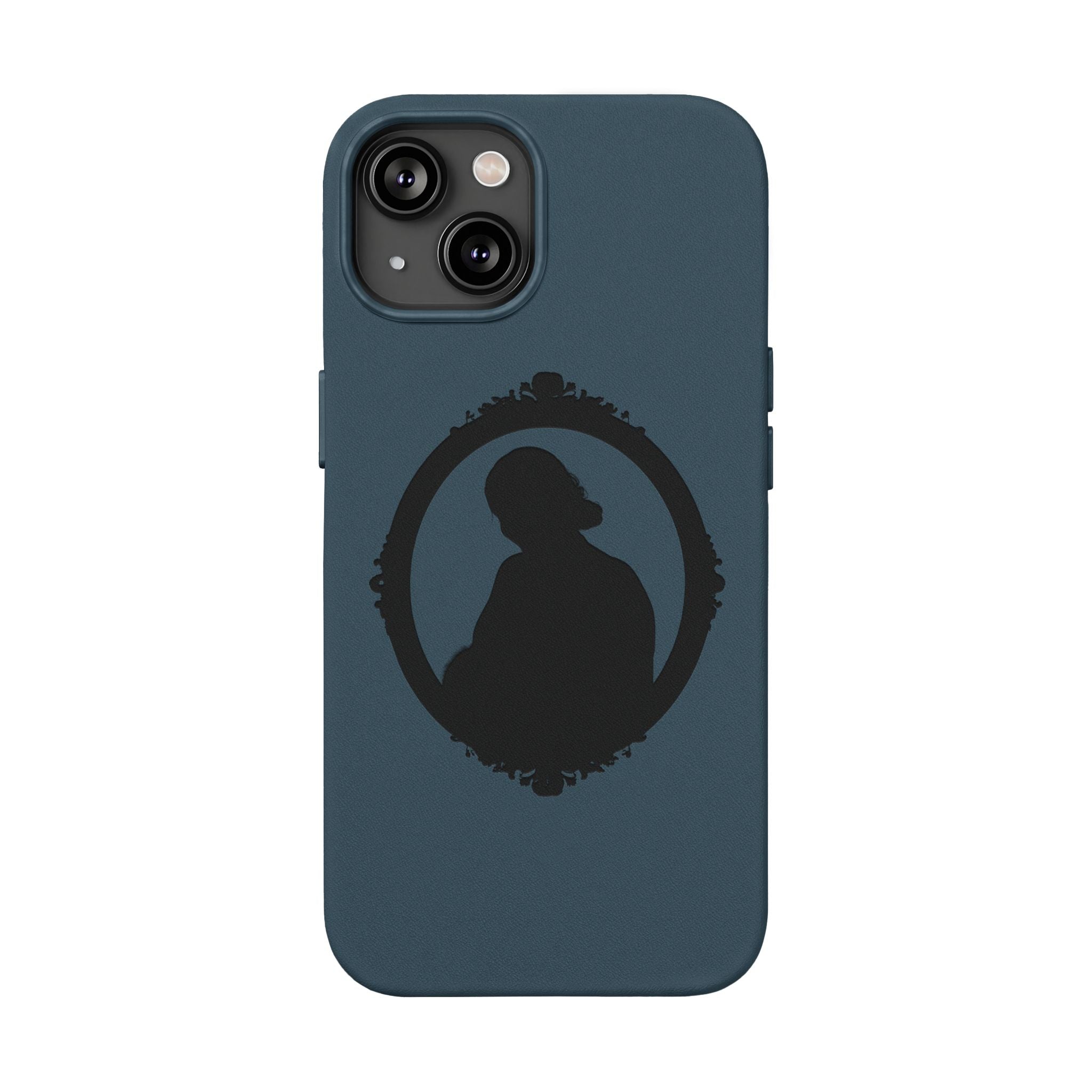 Engraved PU Leather Phone Case — Silhouette Outline Design