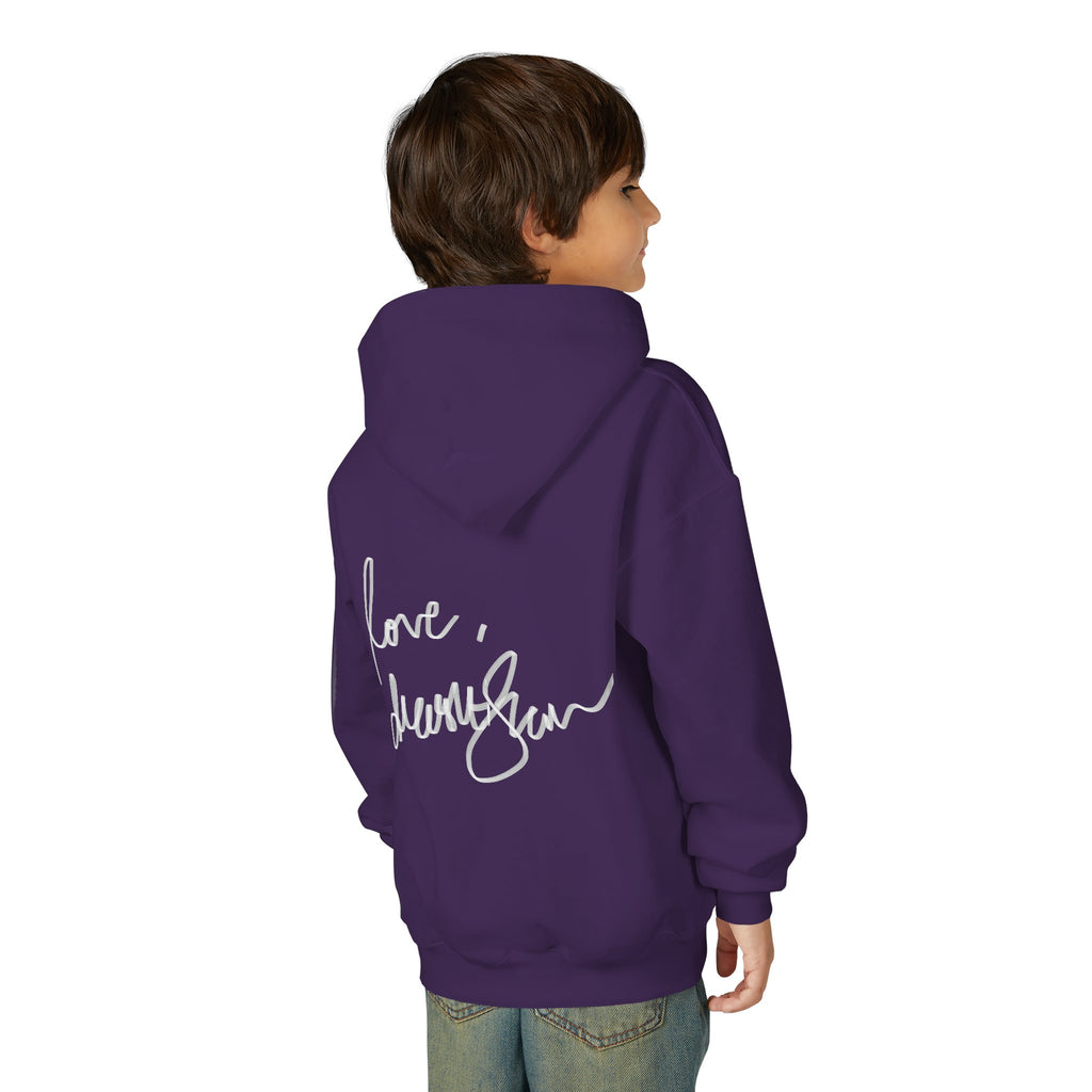 Youth Hoodie — Vintage Dancer Floral Graphic with “We Will Be Home” Back Script