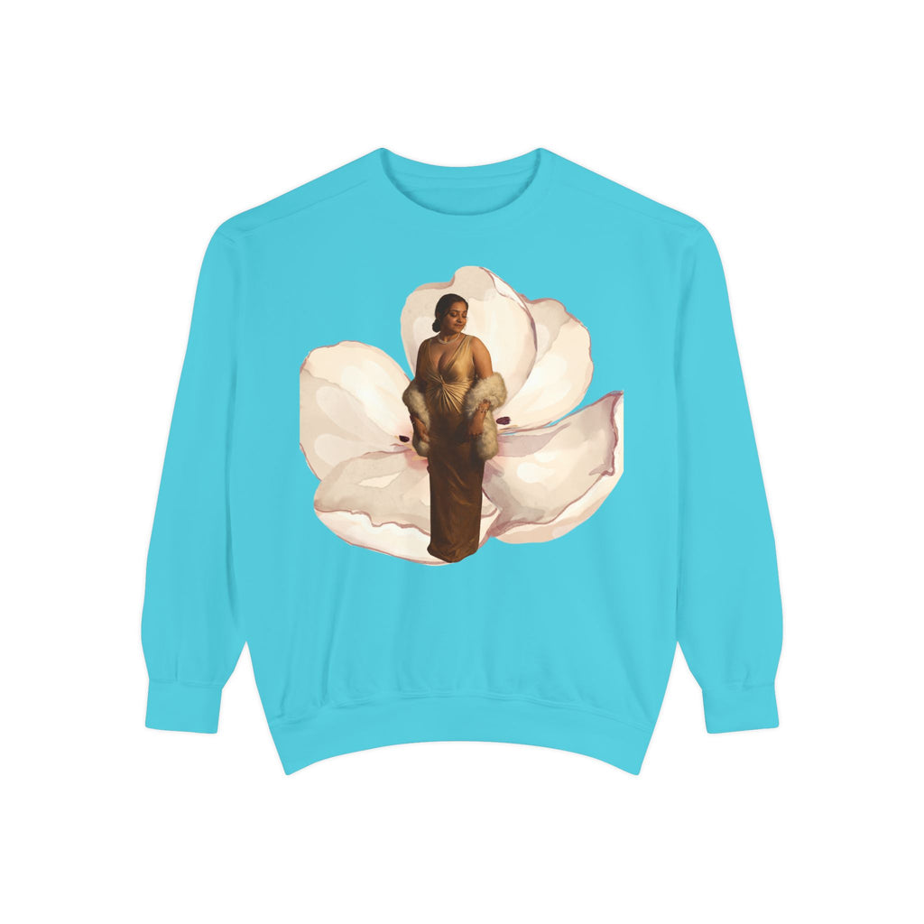 Floral Portrait Sweatshirt — Vintage Gold Frame Art Crewneck