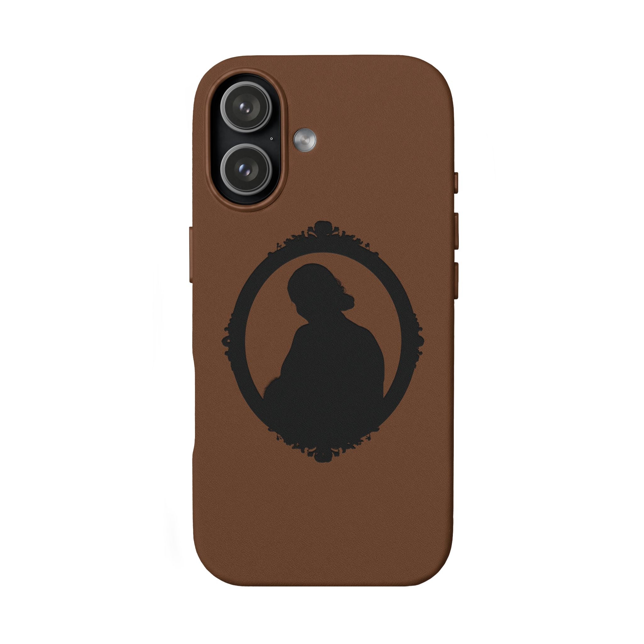 Engraved PU Leather Phone Case — Silhouette Outline Design