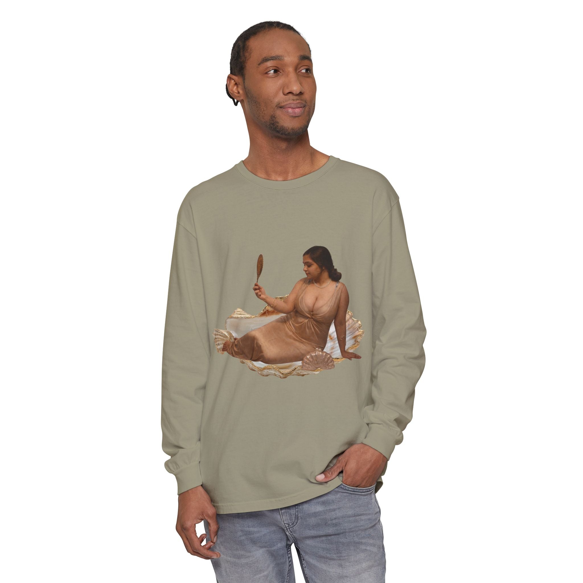 Long Sleeve T-Shirt — “Love, Dua Lipa” Shell Goddess Graphic