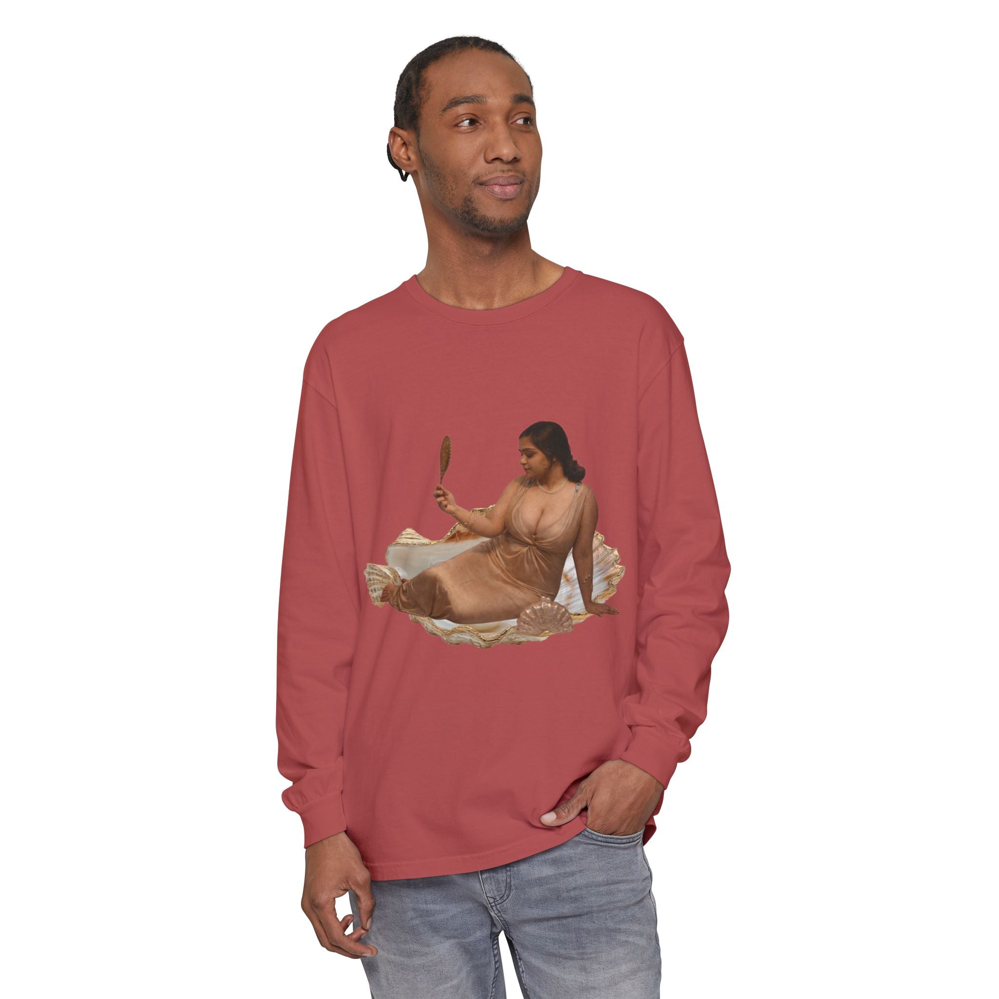 Long Sleeve T-Shirt — “Love, Dua Lipa” Shell Goddess Graphic