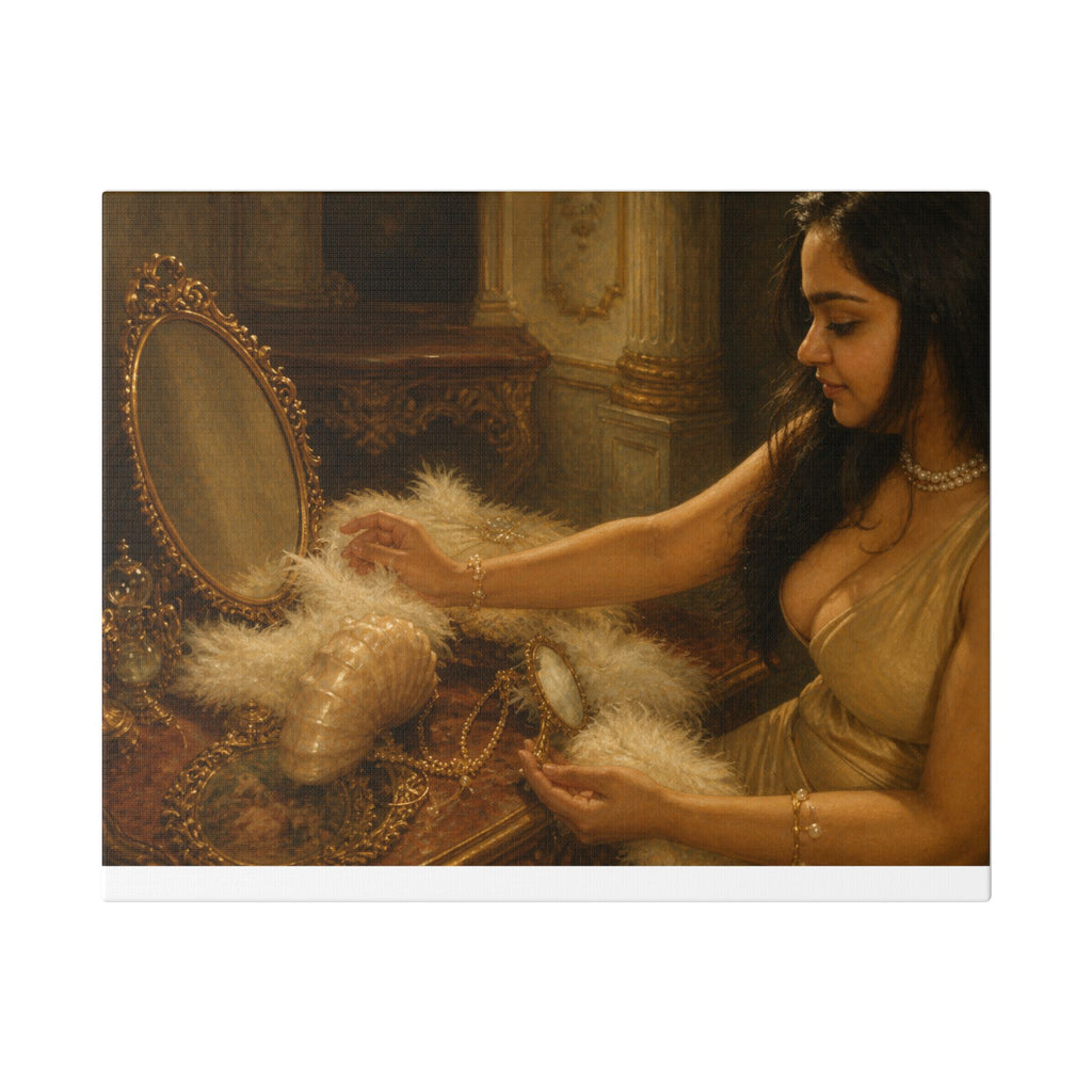 Vintage Boudoir Canvas Print — Woman at Vanity Classic Stretched Canvas