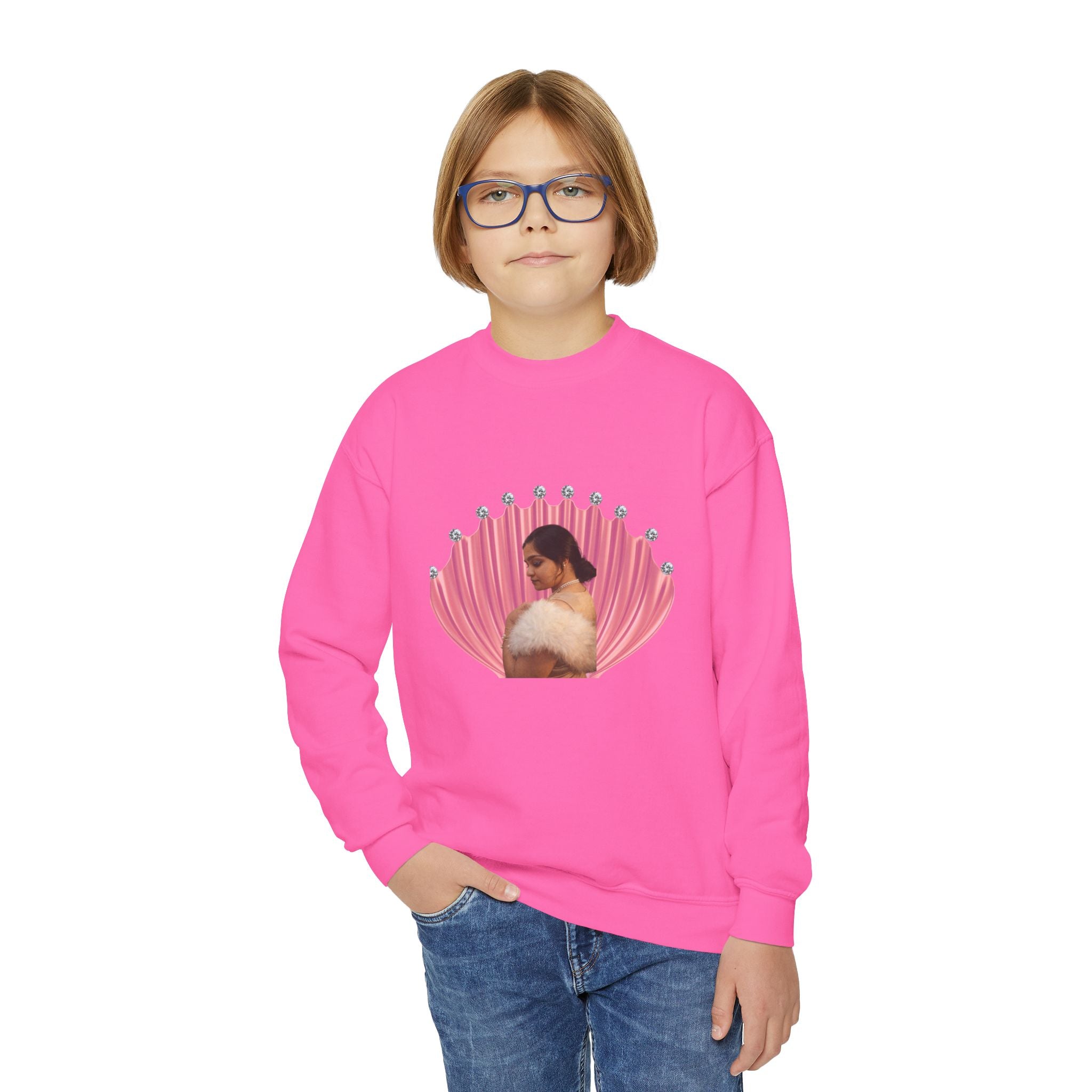 Youth Crewneck Sweatshirt — 'We Will Be Home' Vintage Portrait Graphic