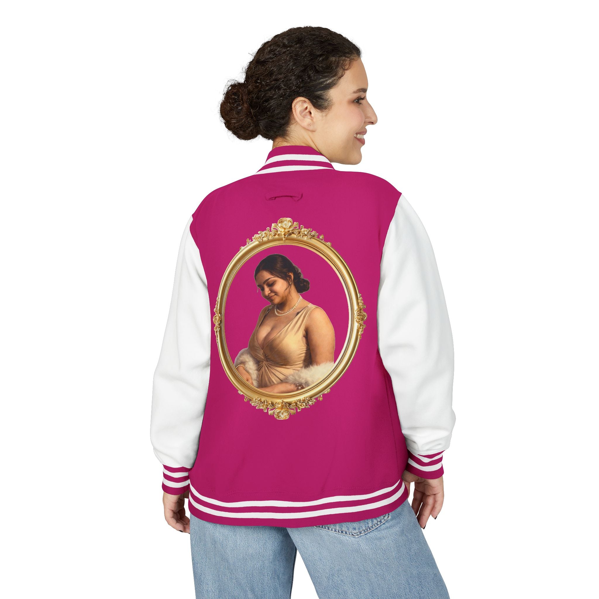 Vintage Portrait Letterman Jacket — Framed Classical Art Varsity Jacket