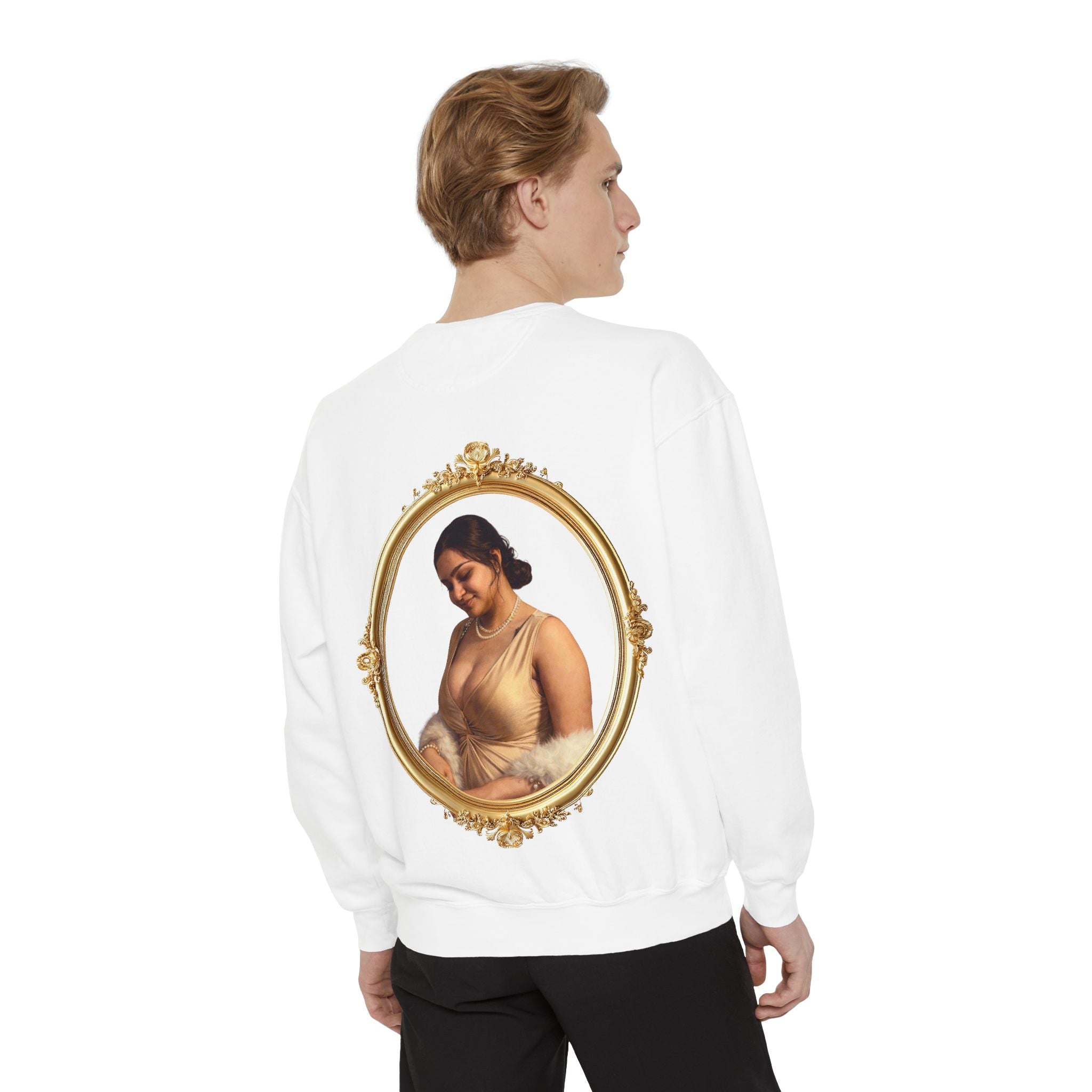 Portrait Sweatshirt — Vintage Frame Elegant Lady Graphic Pullover
