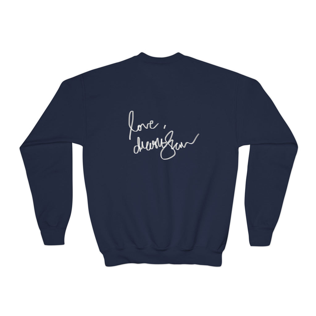 Youth Crewneck Sweatshirt — 'We Will Be Home' Vintage Portrait Graphic